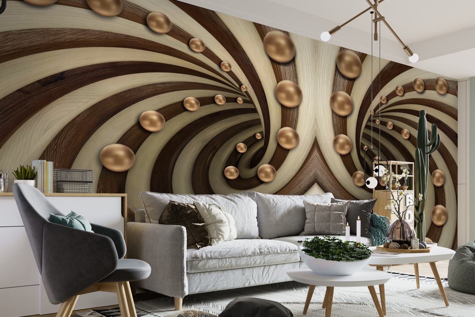 Fototapet bilele aurii cad de-a lungul liniei