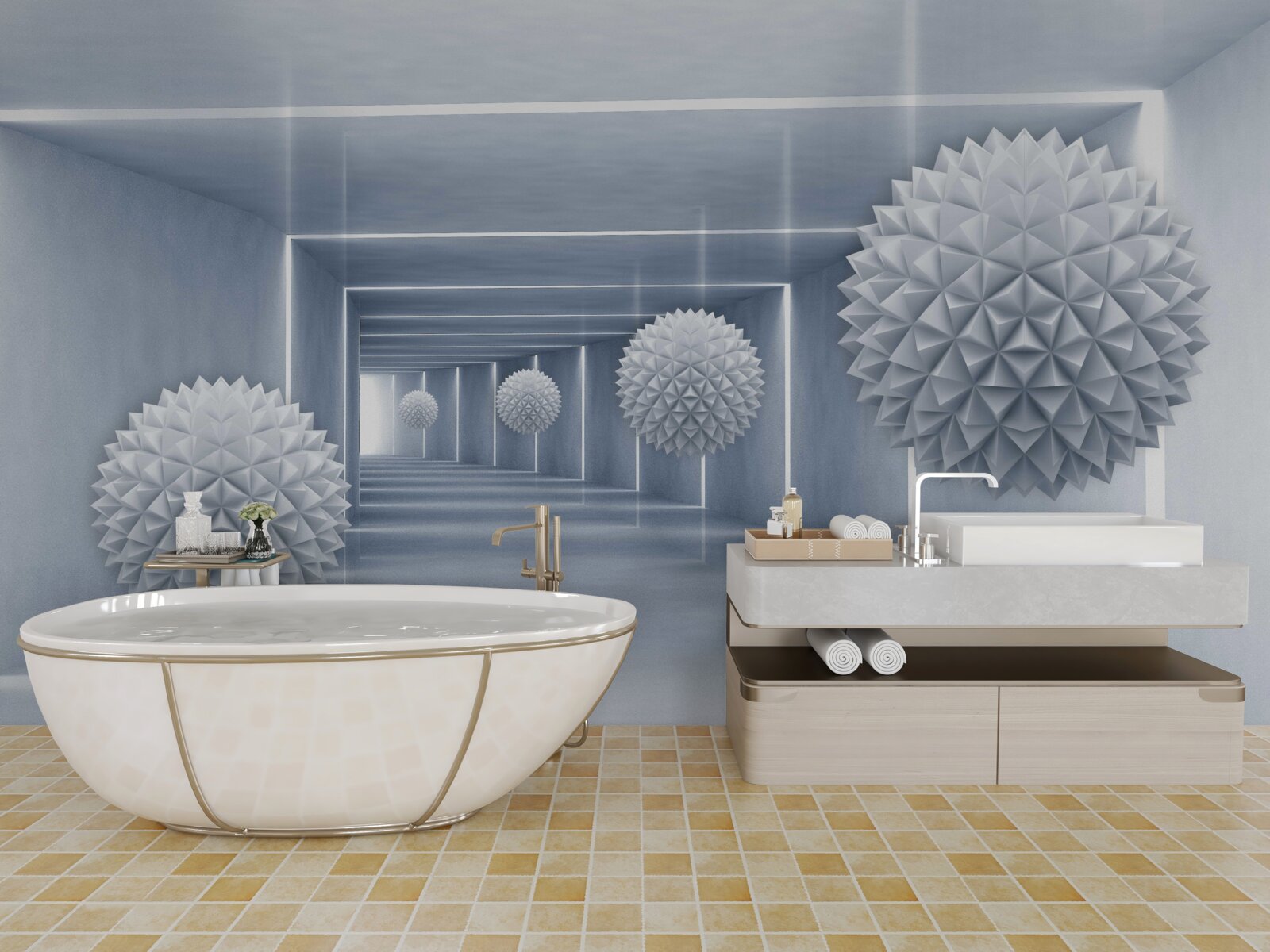 Fototapet bile care plutesc într-un pasaj dreptunghiular