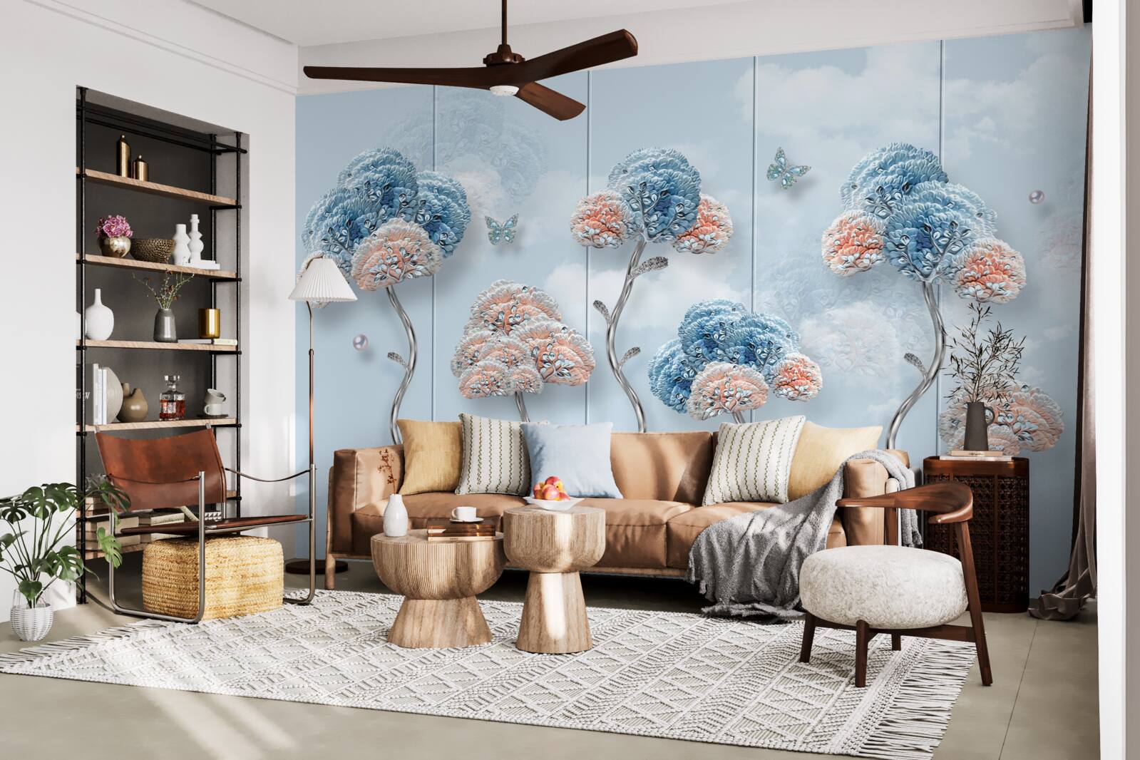 Fototapet hortensii aranjate pe un panou vertical