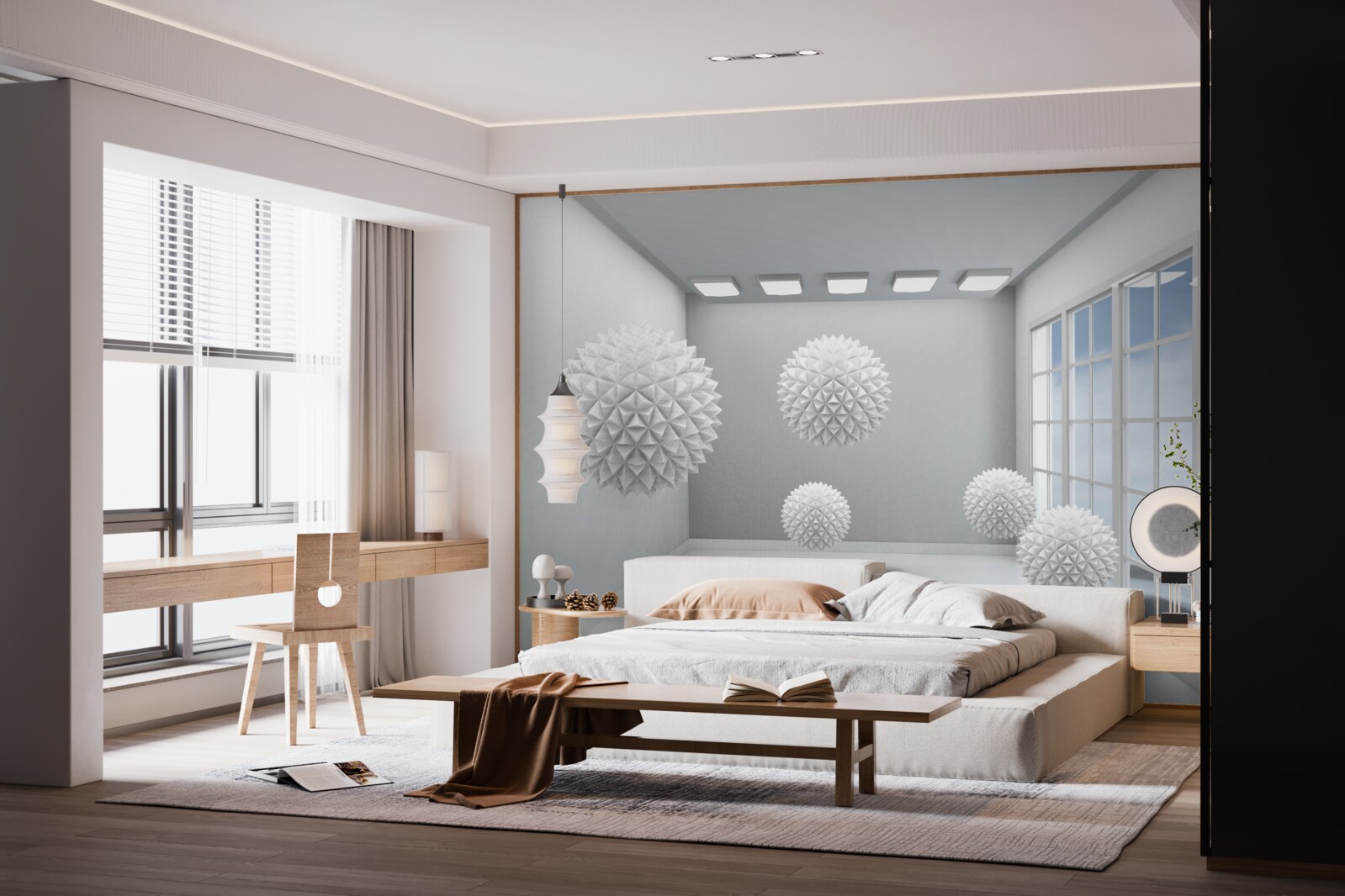 Fototapet bile albe ascuțite într-o cameră luminoasă