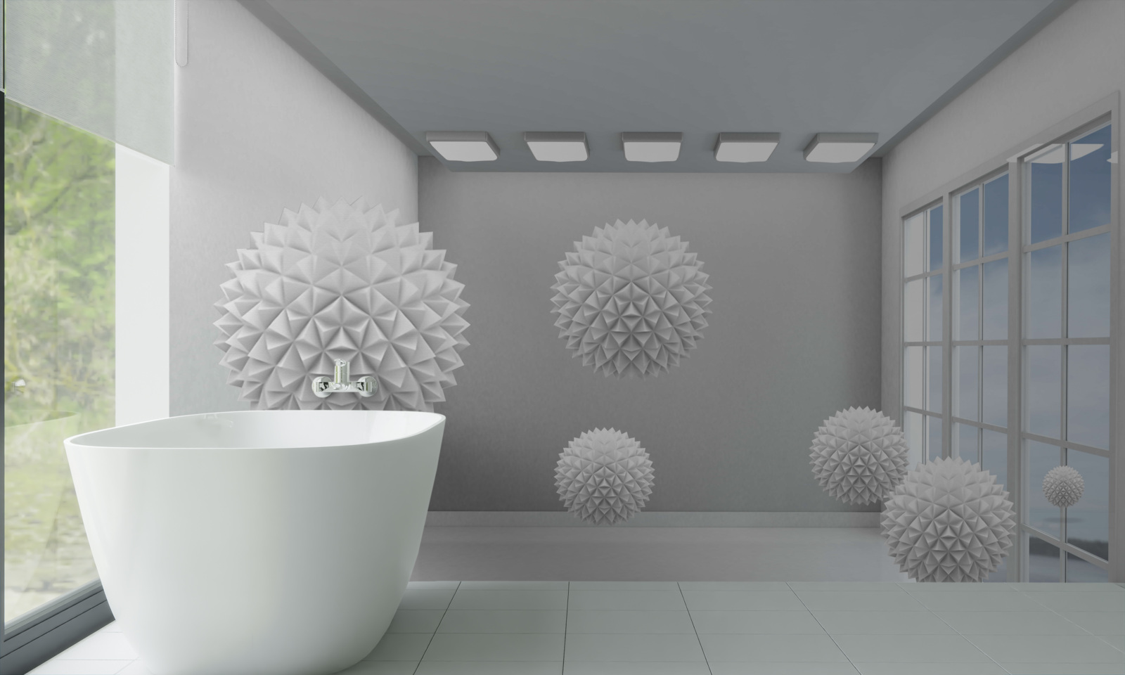 Fototapet bile albe ascuțite într-o cameră luminoasă