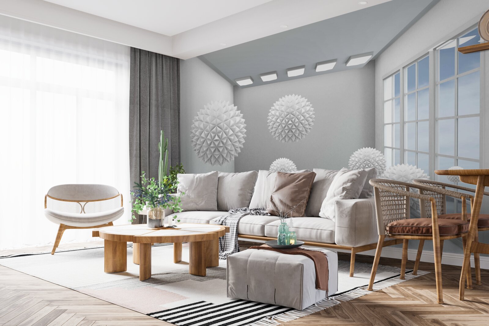 Fototapet bile albe ascuțite într-o cameră luminoasă