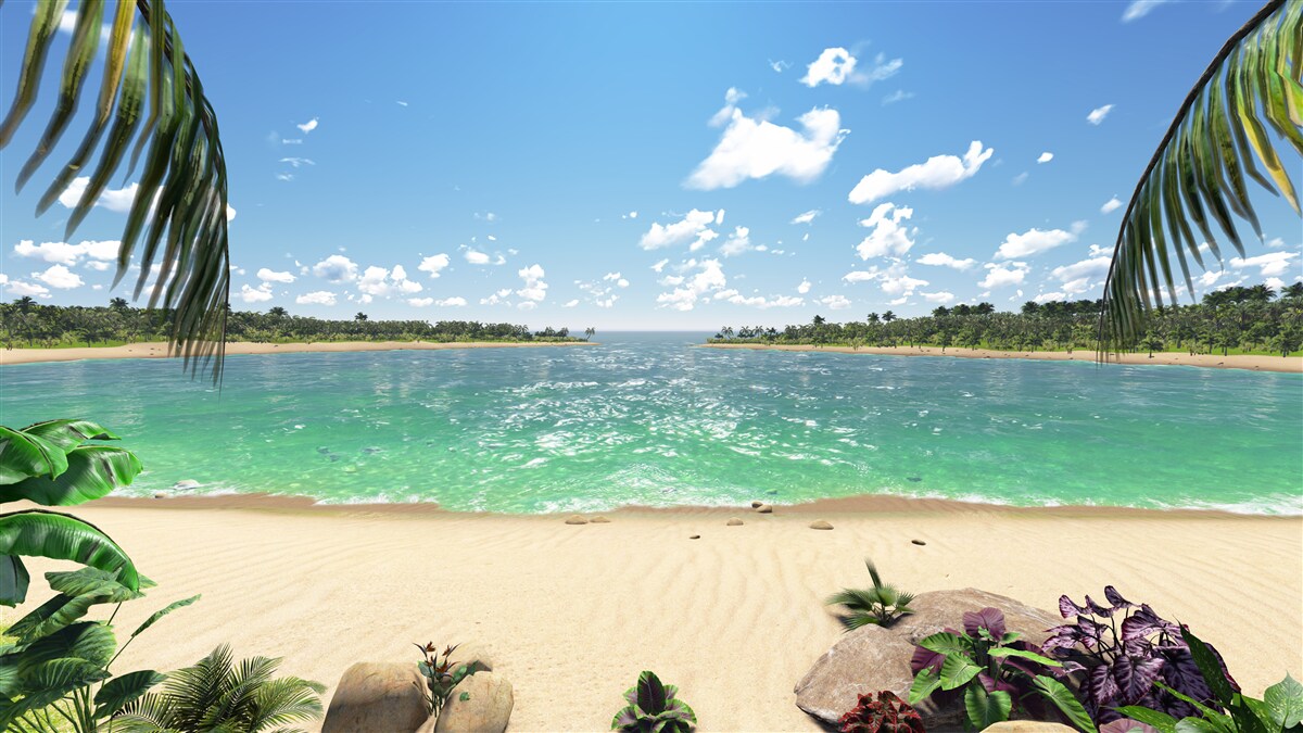 Fototapet plaja cu nisip auriu de pe coasta turcoaz