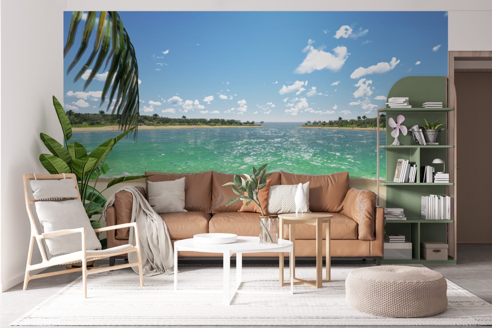 Fototapet plaja cu nisip auriu de pe coasta turcoaz