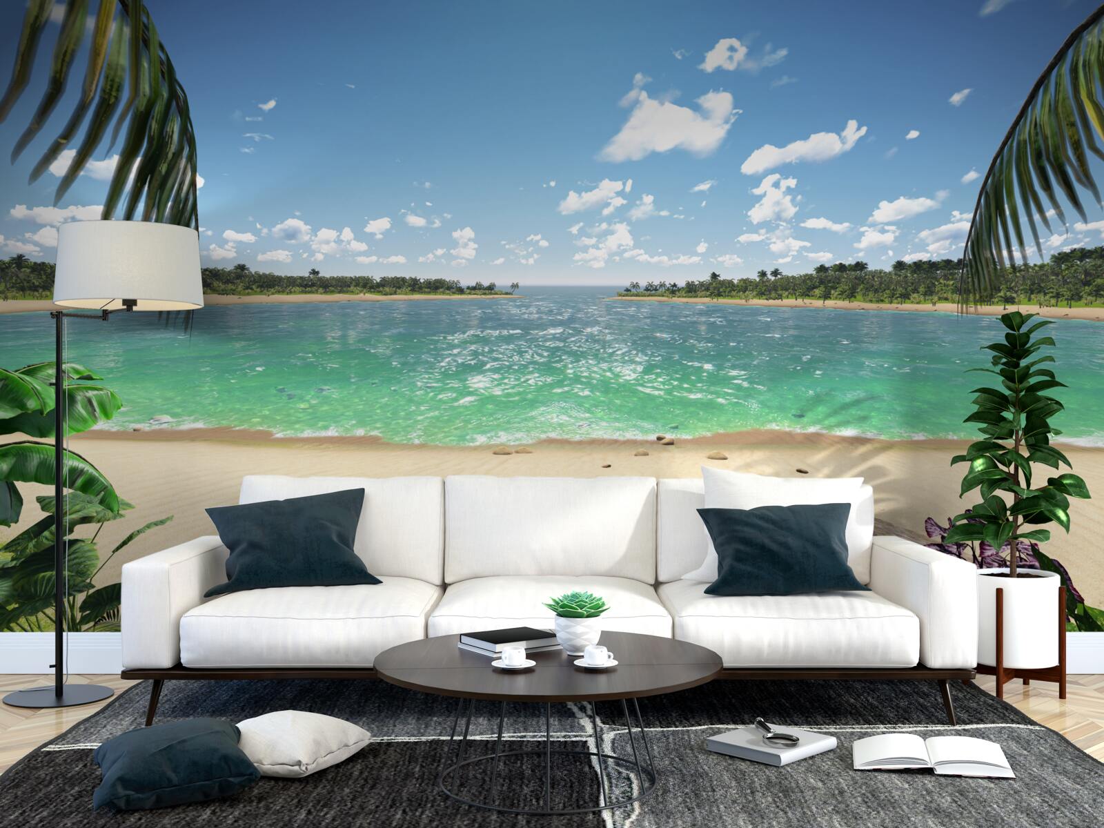 Fototapet plaja cu nisip auriu de pe coasta turcoaz