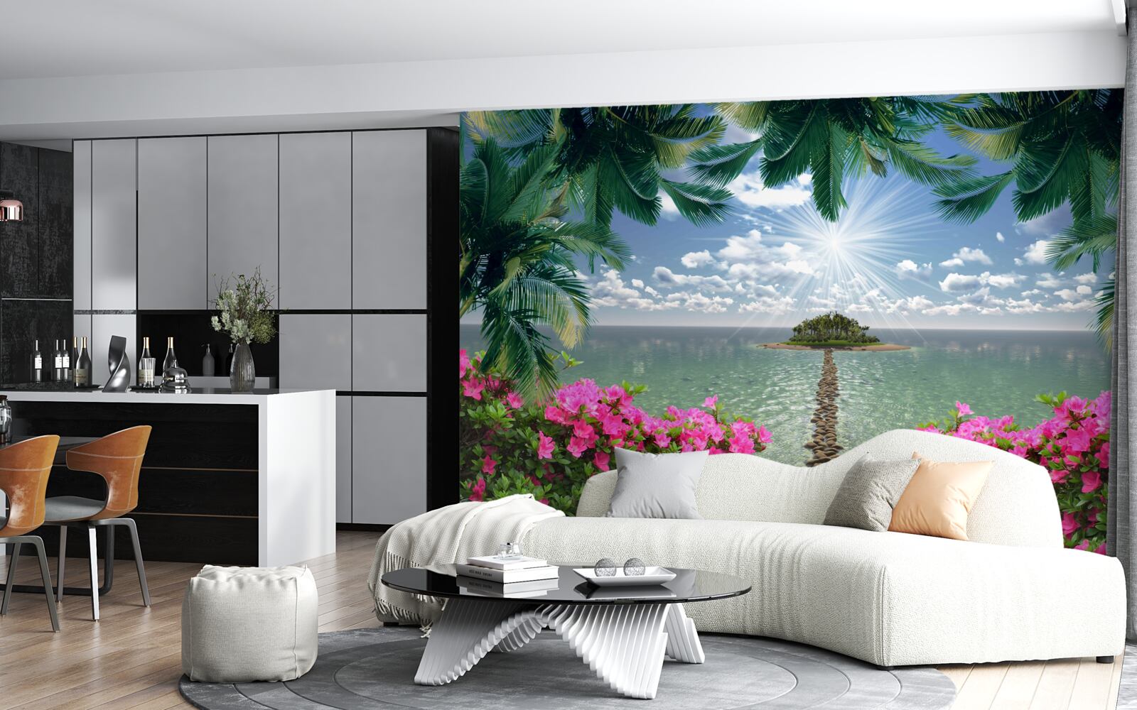 Fototapet cărare de piatră care duce la o insulă în ocean