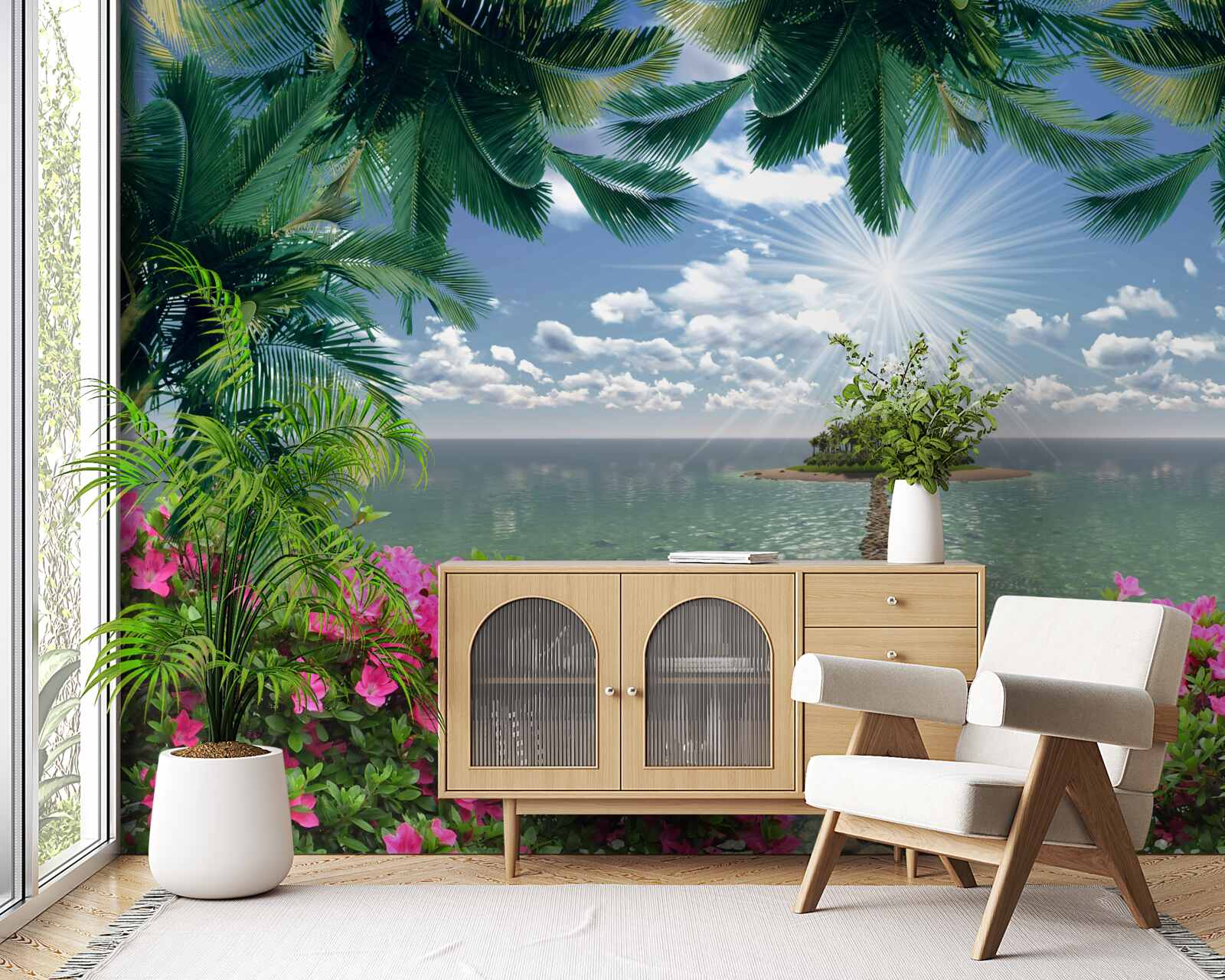 Fototapet cărare de piatră care duce la o insulă în ocean