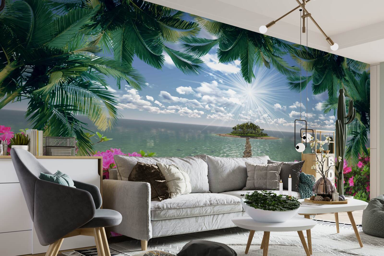 Fototapet cărare de piatră care duce la o insulă în ocean