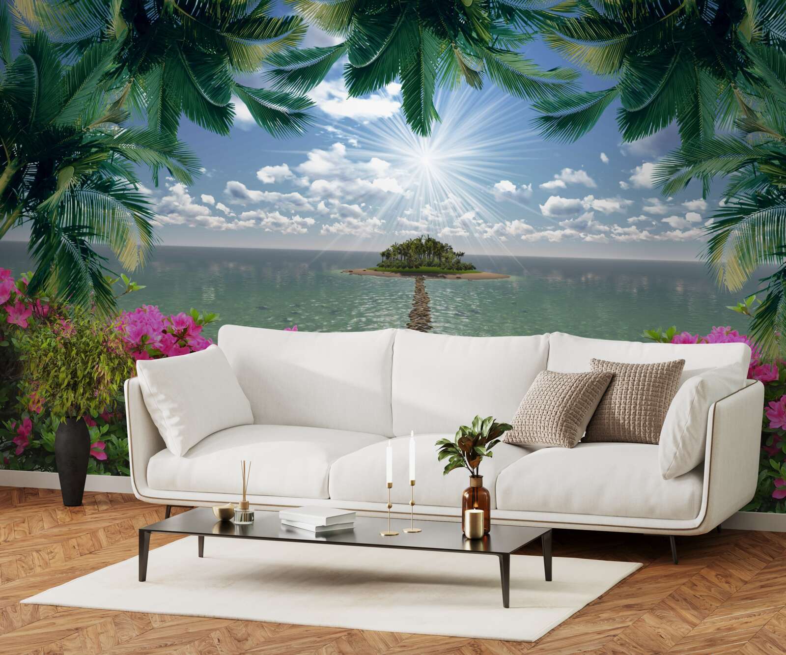 Fototapet cărare de piatră care duce la o insulă în ocean