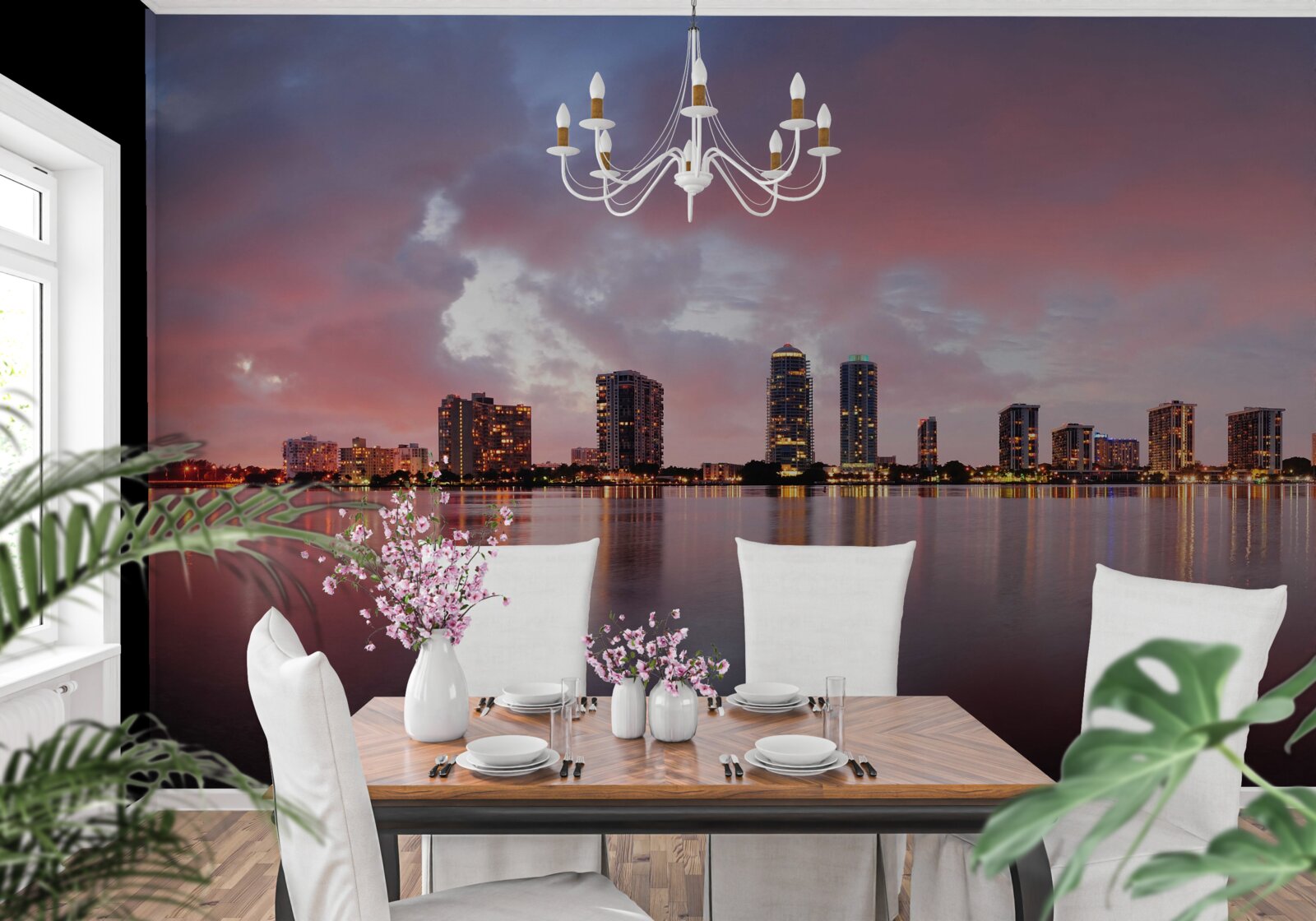 Fototapet vedere a orașului întins pe suprafața apei