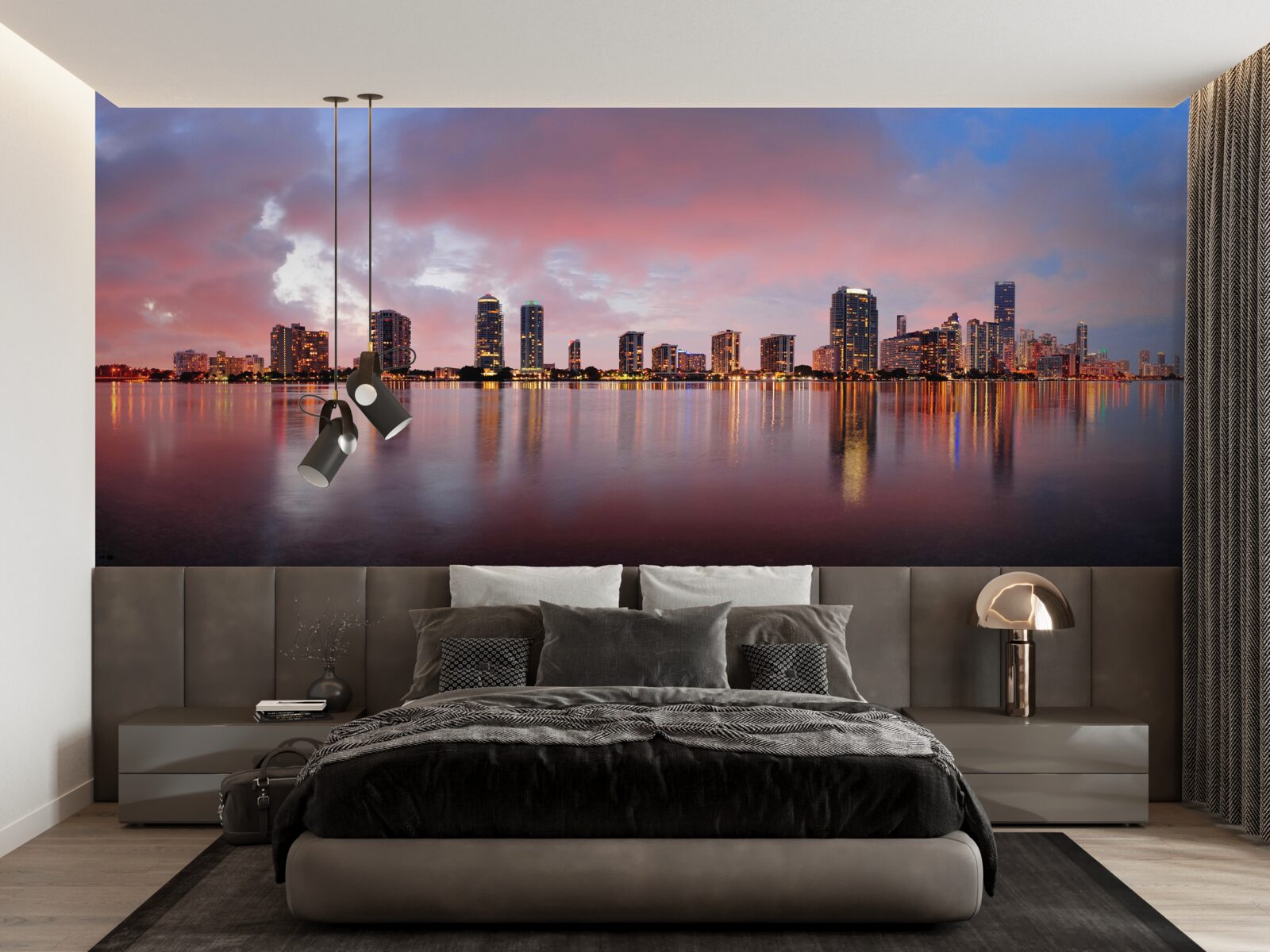 Fototapet vedere a orașului întins pe suprafața apei