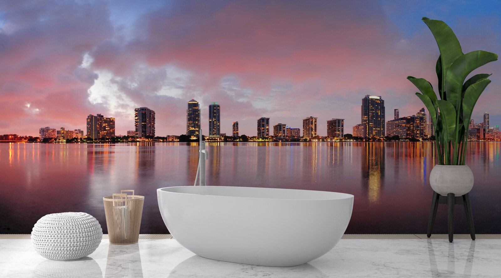 Fototapet vedere a orașului întins pe suprafața apei