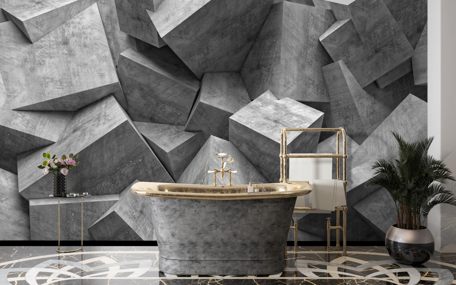 Fototapet forme geometrice tridimensionale în gri