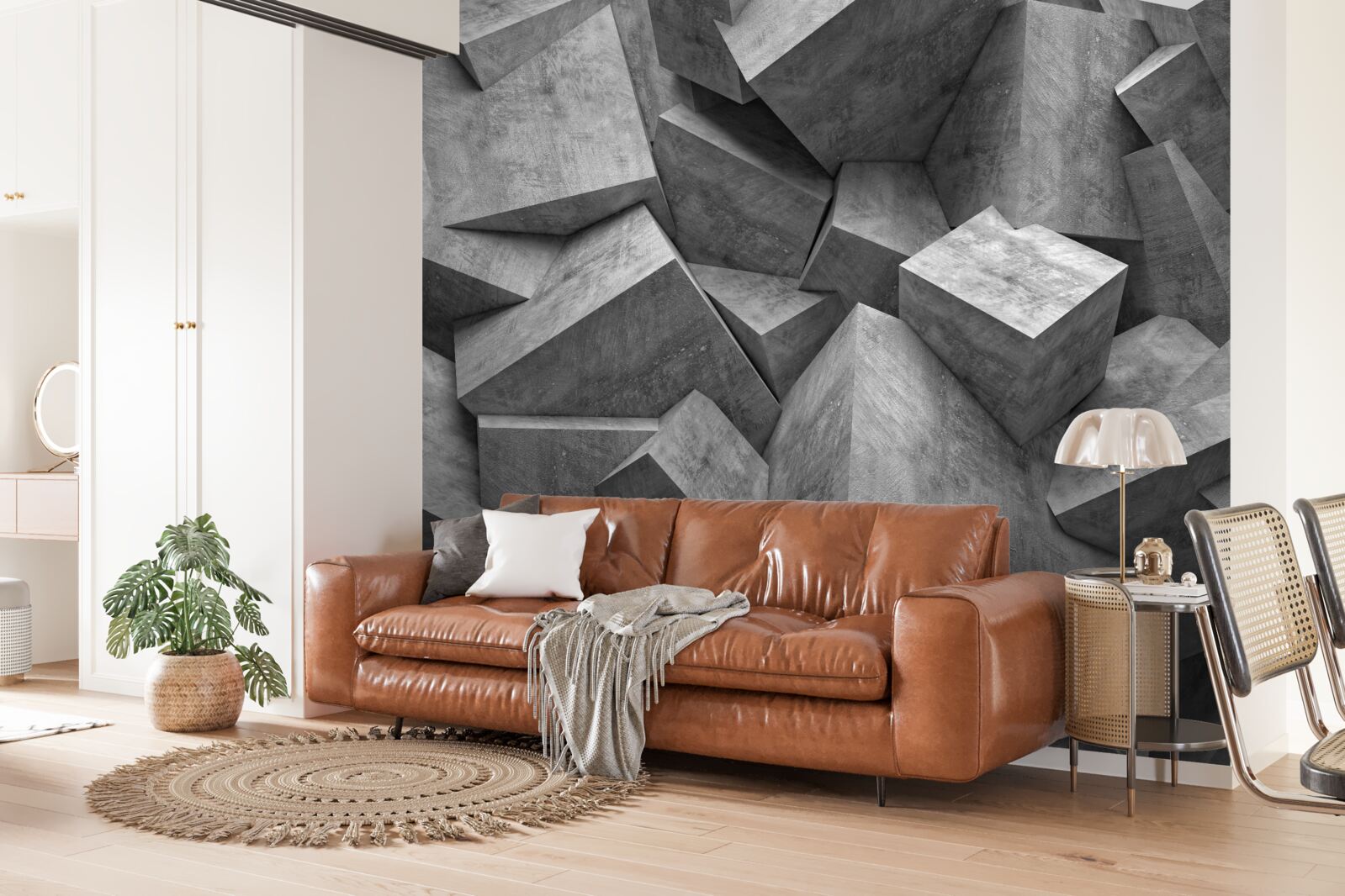 Fototapet forme geometrice tridimensionale în gri