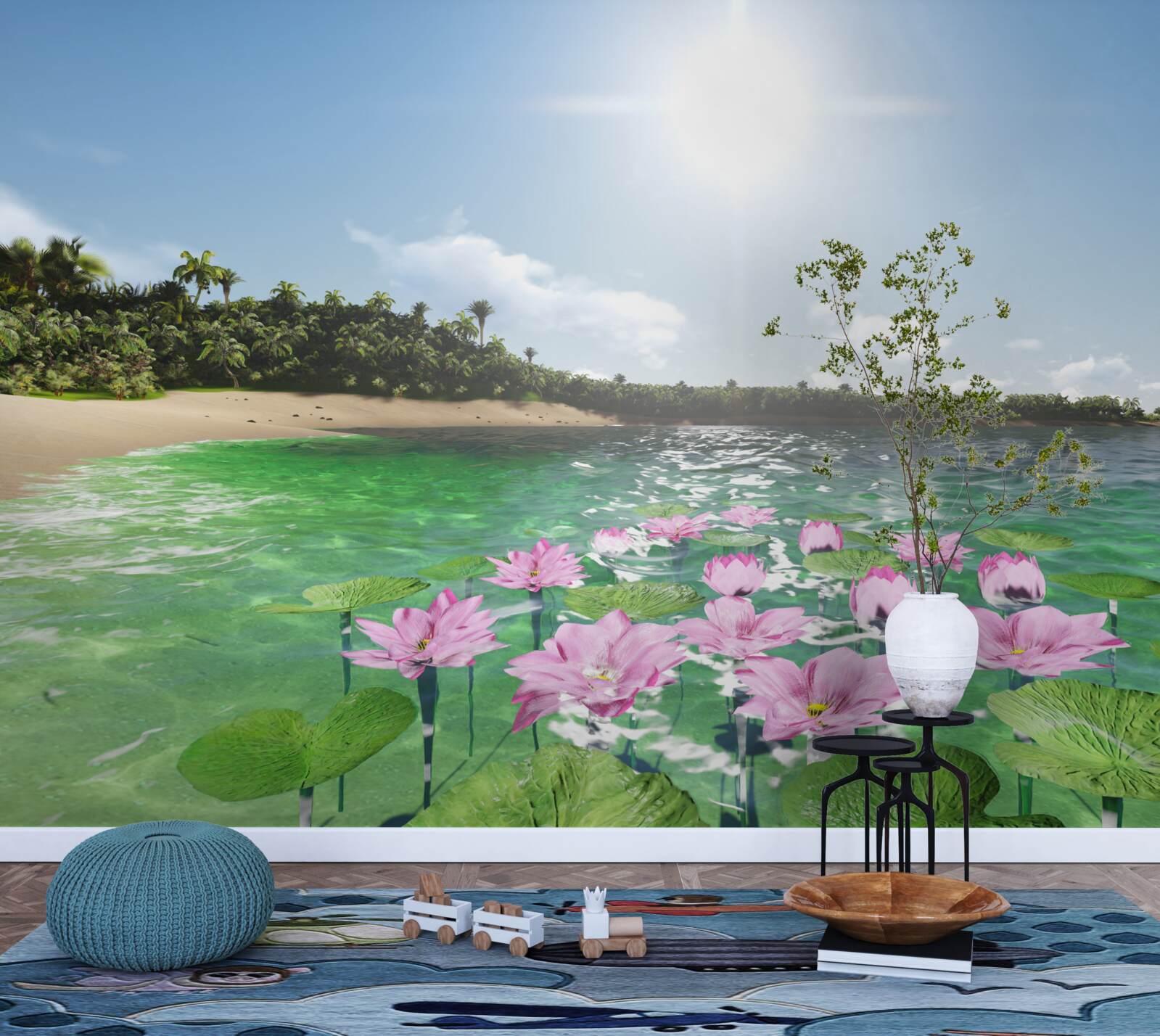 Fototapet lotuși roz pe suprafața apei