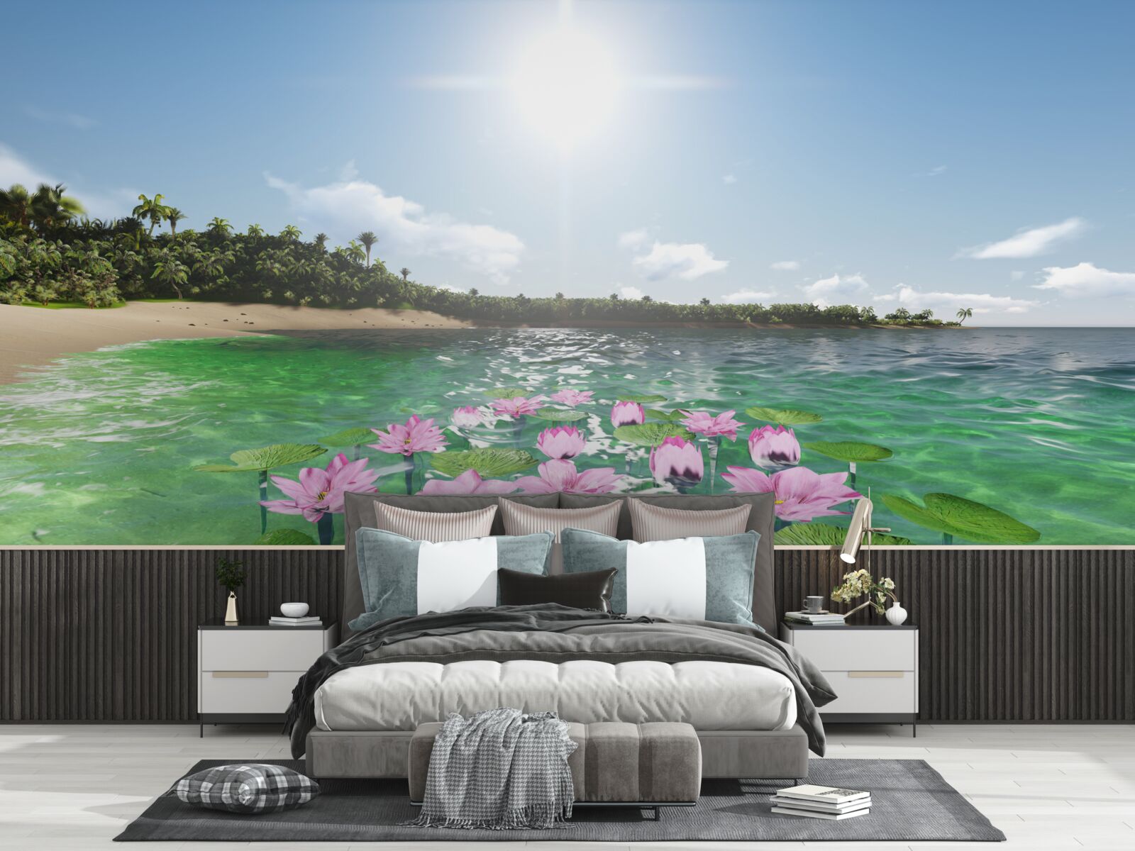 Fototapet lotuși roz pe suprafața apei