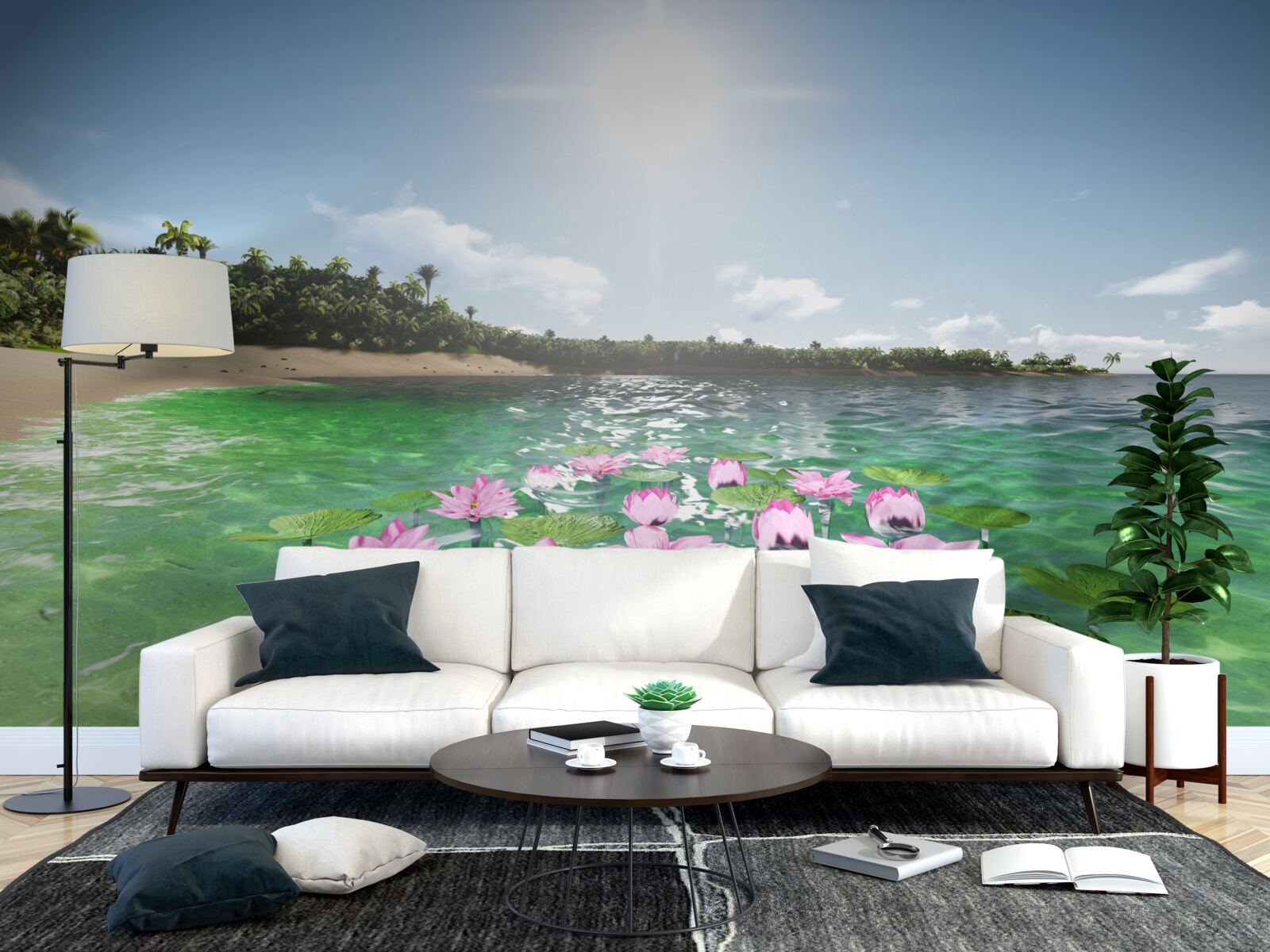 Fototapet lotuși roz pe suprafața apei