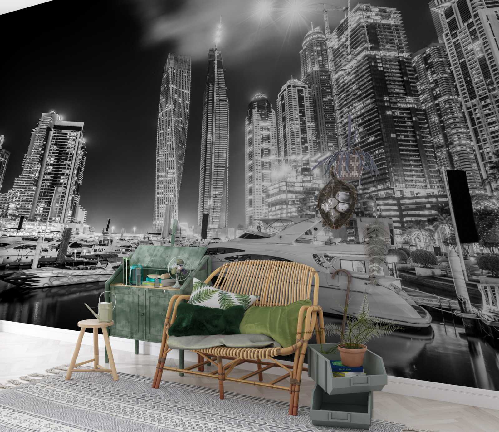 Fototapet orașul în alb și negru