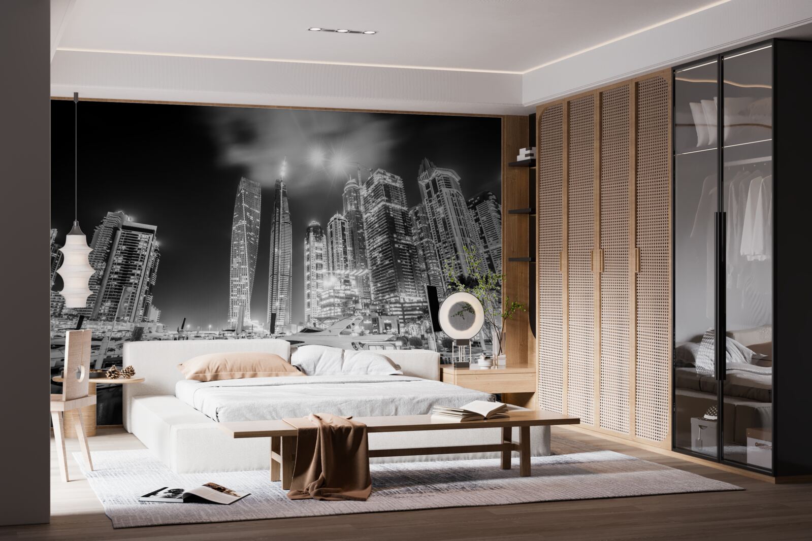 Fototapet orașul în alb și negru