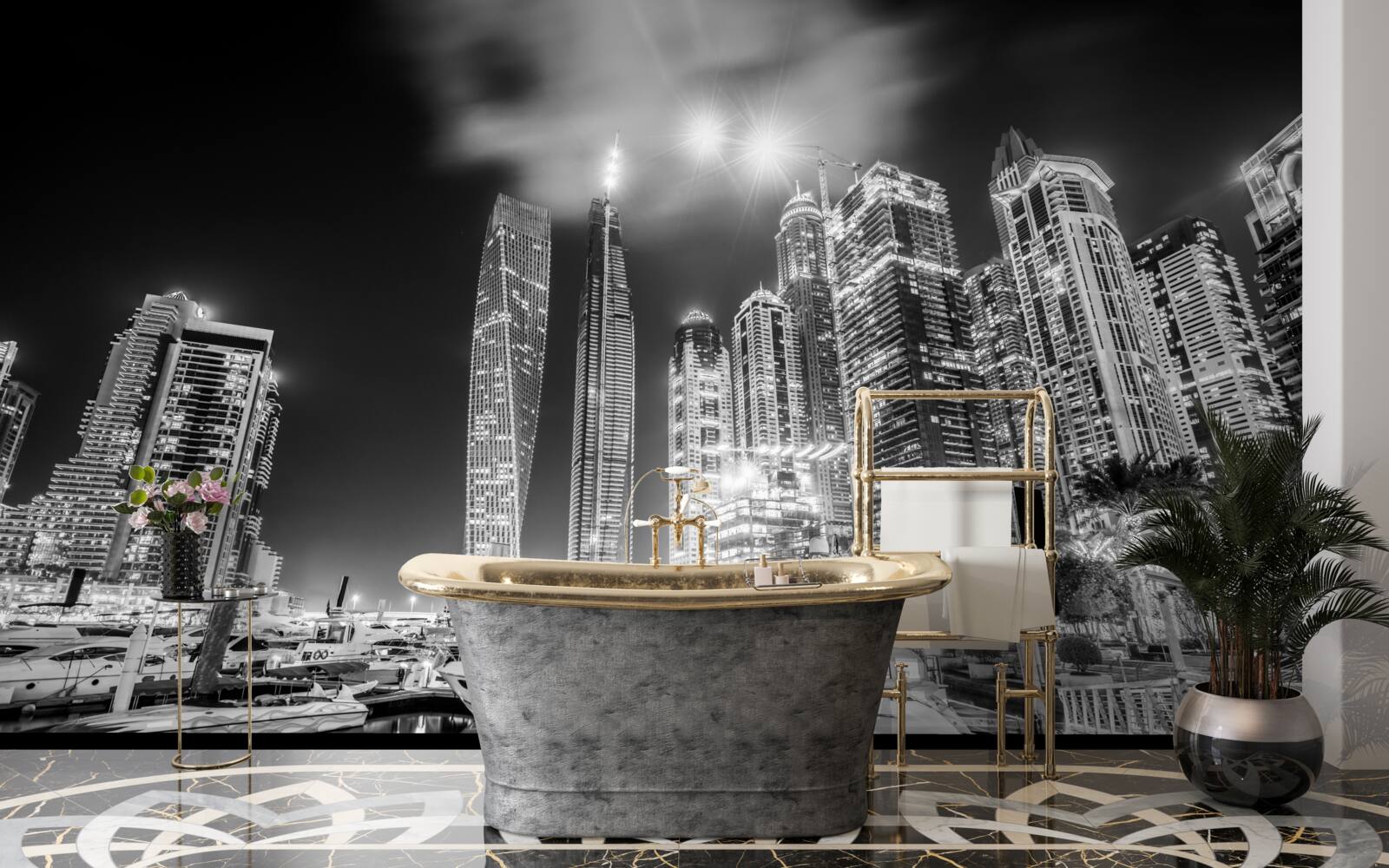 Fototapet orașul în alb și negru