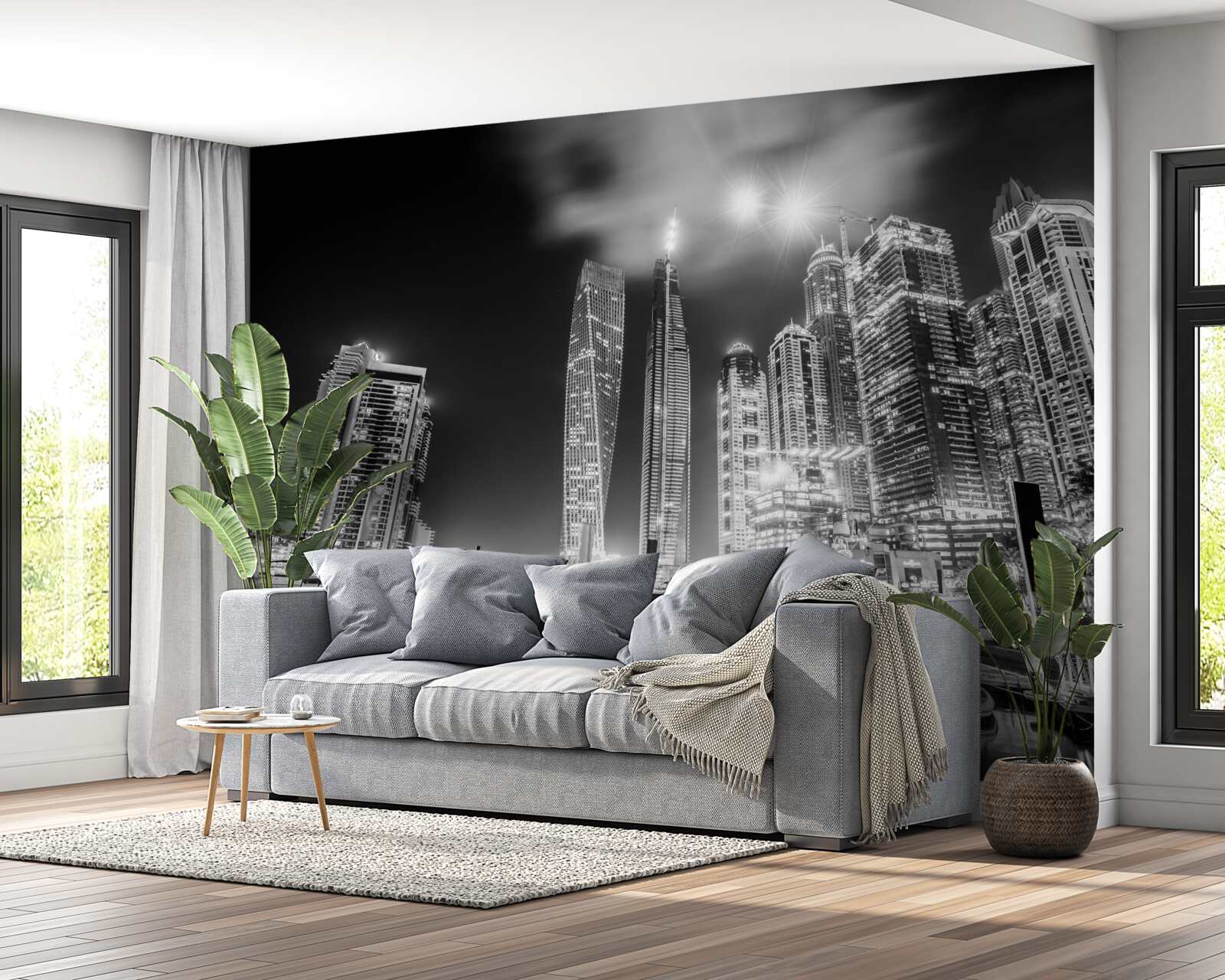 Fototapet orașul în alb și negru