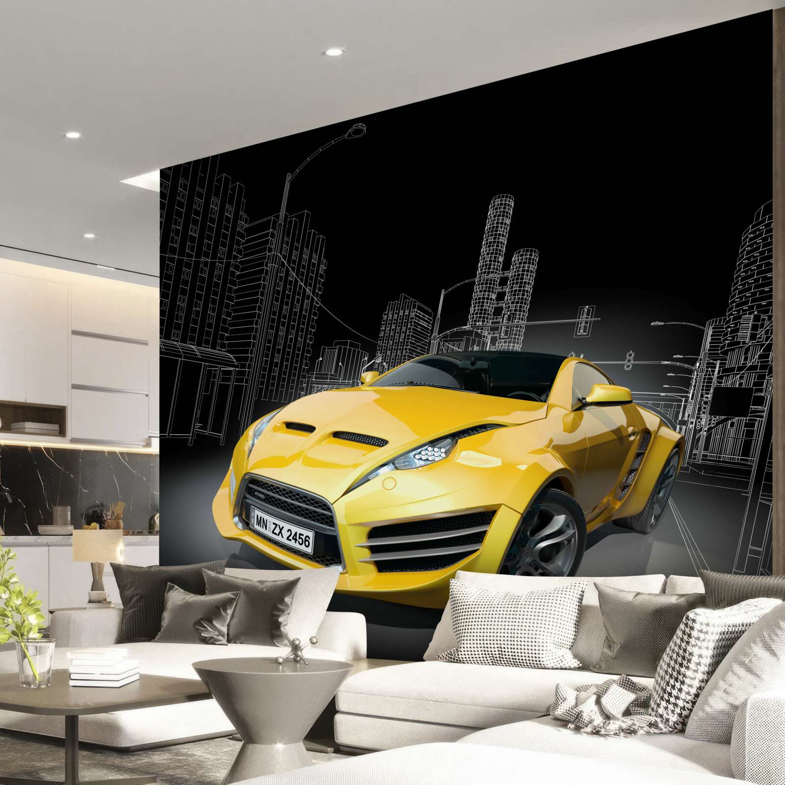 Fototapet Mașină sport galbenă