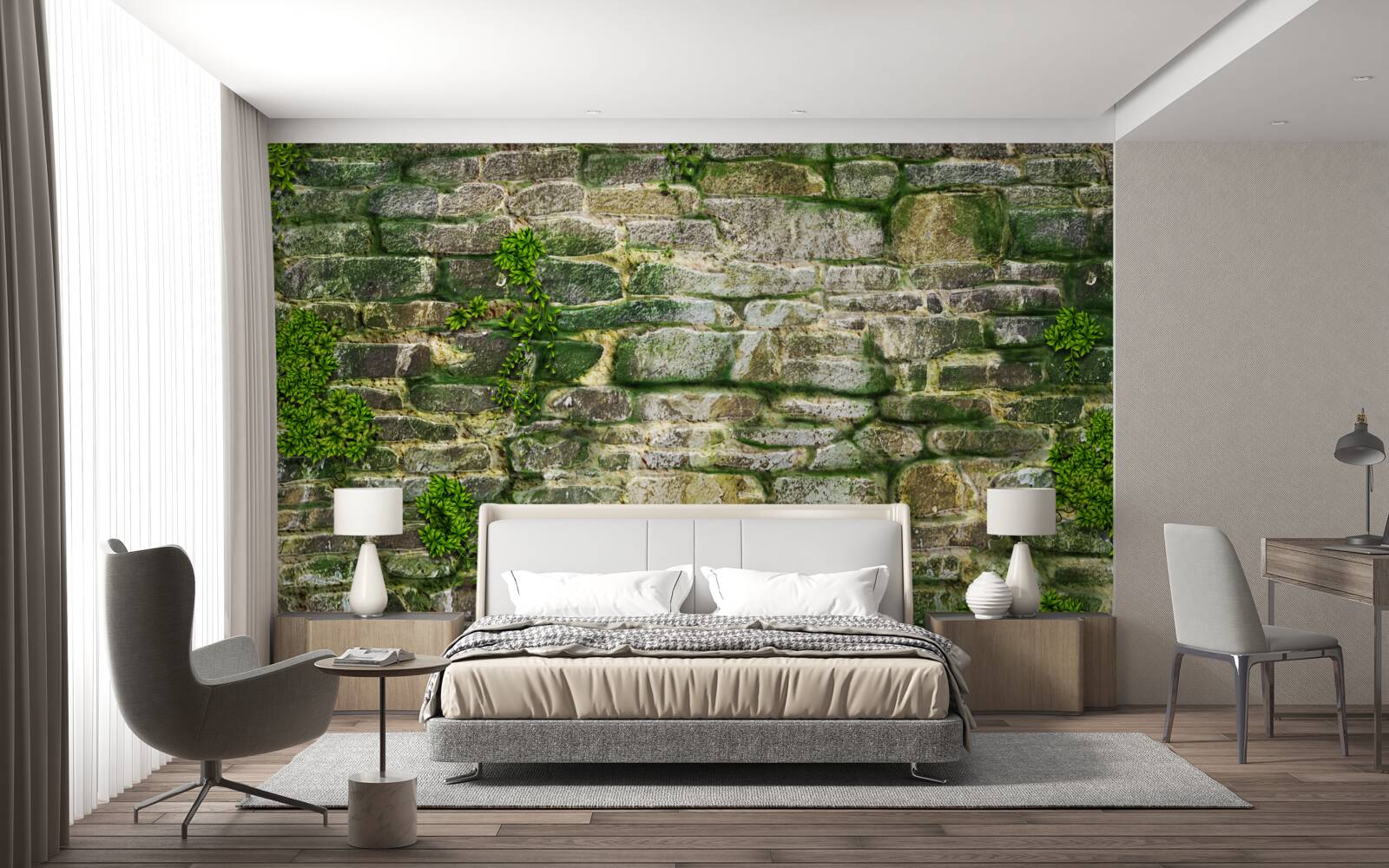 Fototapet piatră veche acoperită cu mușchi