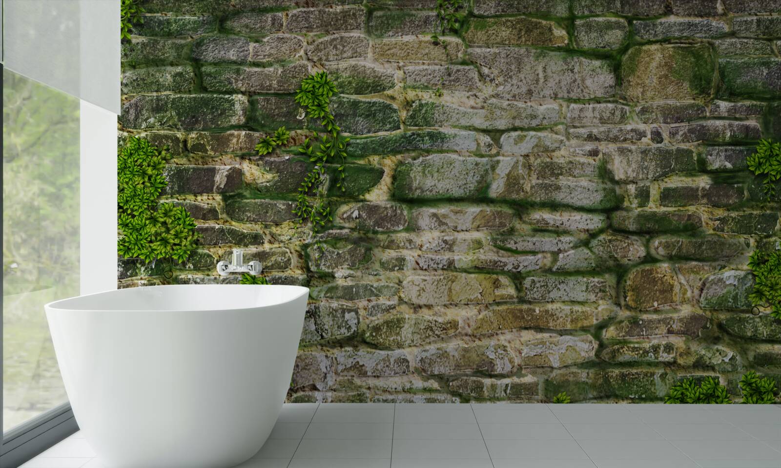 Fototapet piatră veche acoperită cu mușchi