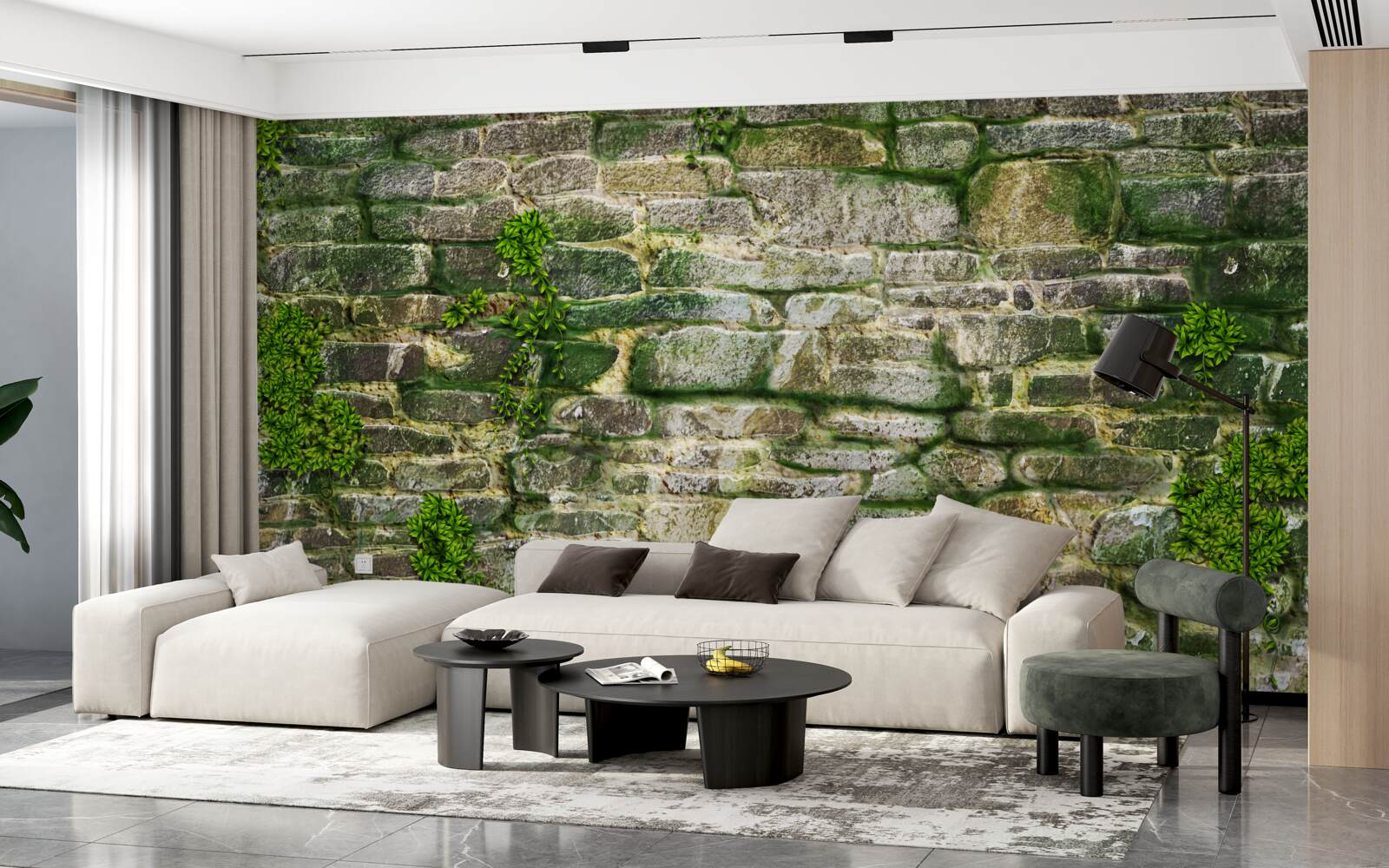 Fototapet piatră veche acoperită cu mușchi