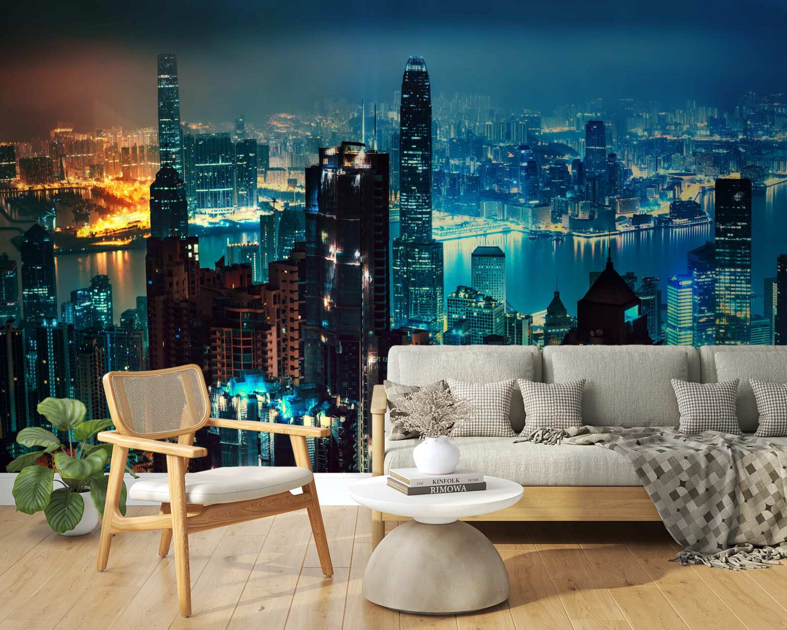 Fototapet vedere a unui oraș mare pe timp de noapte