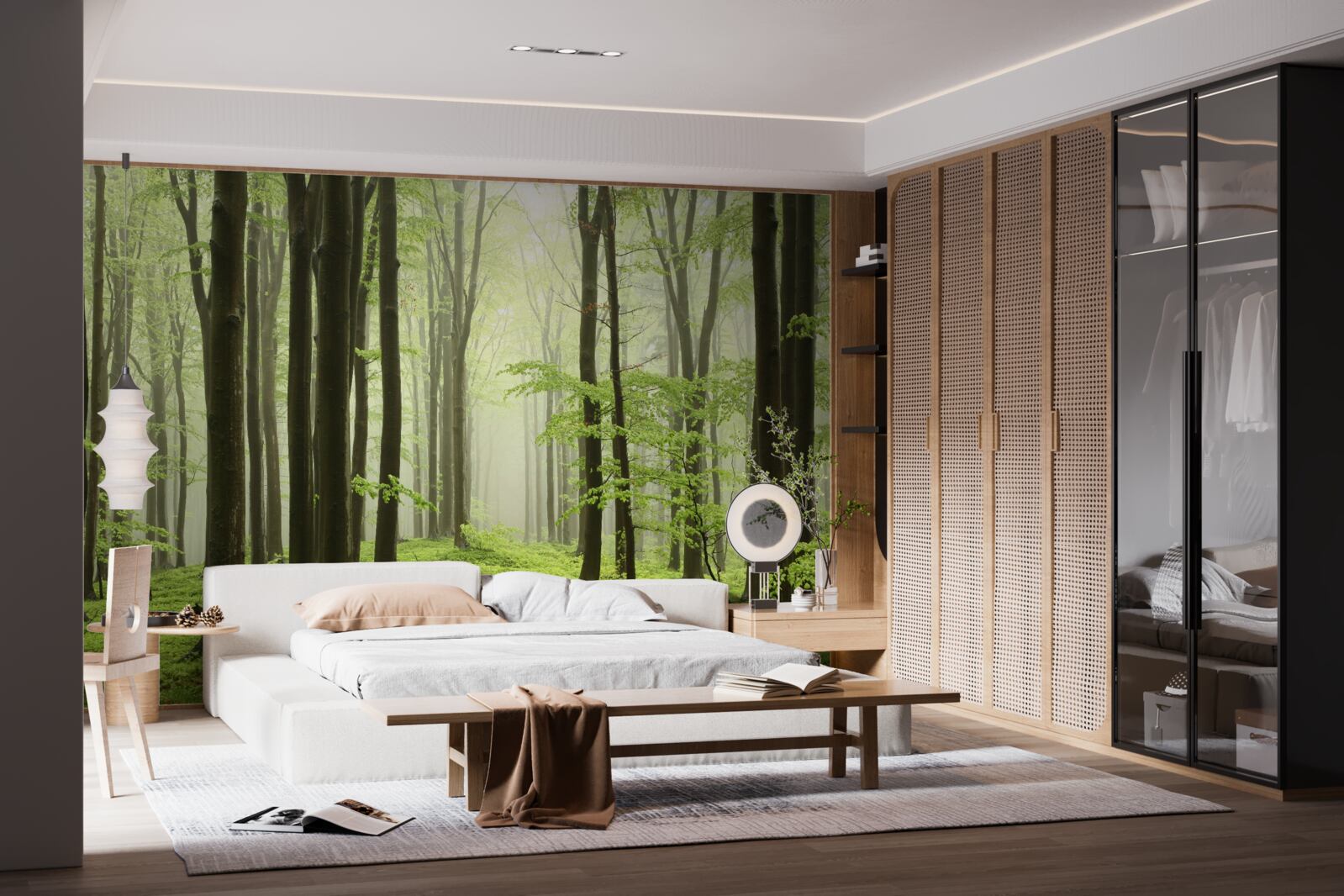 Fototapet copaci într-o pădure densă