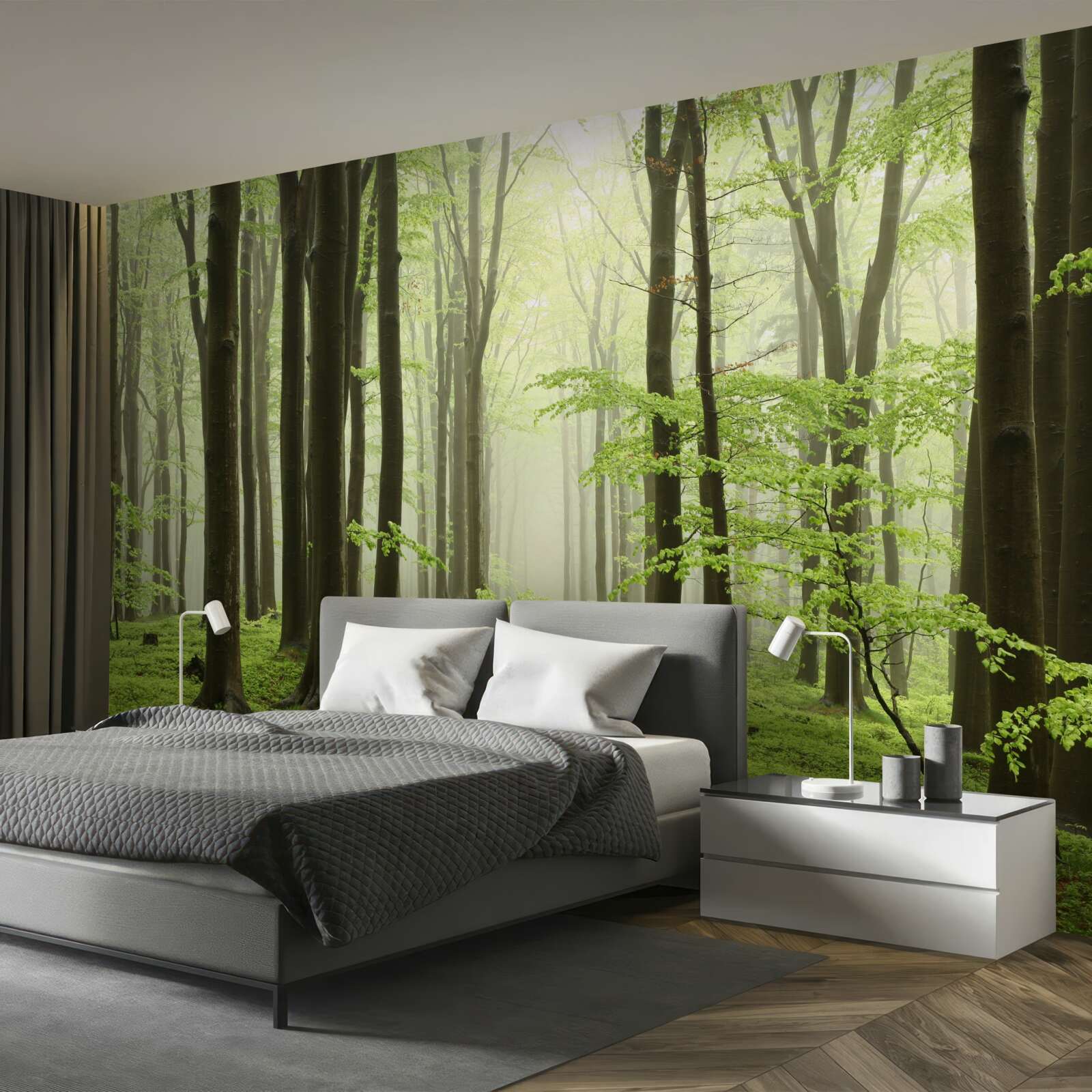 Fototapet copaci într-o pădure densă