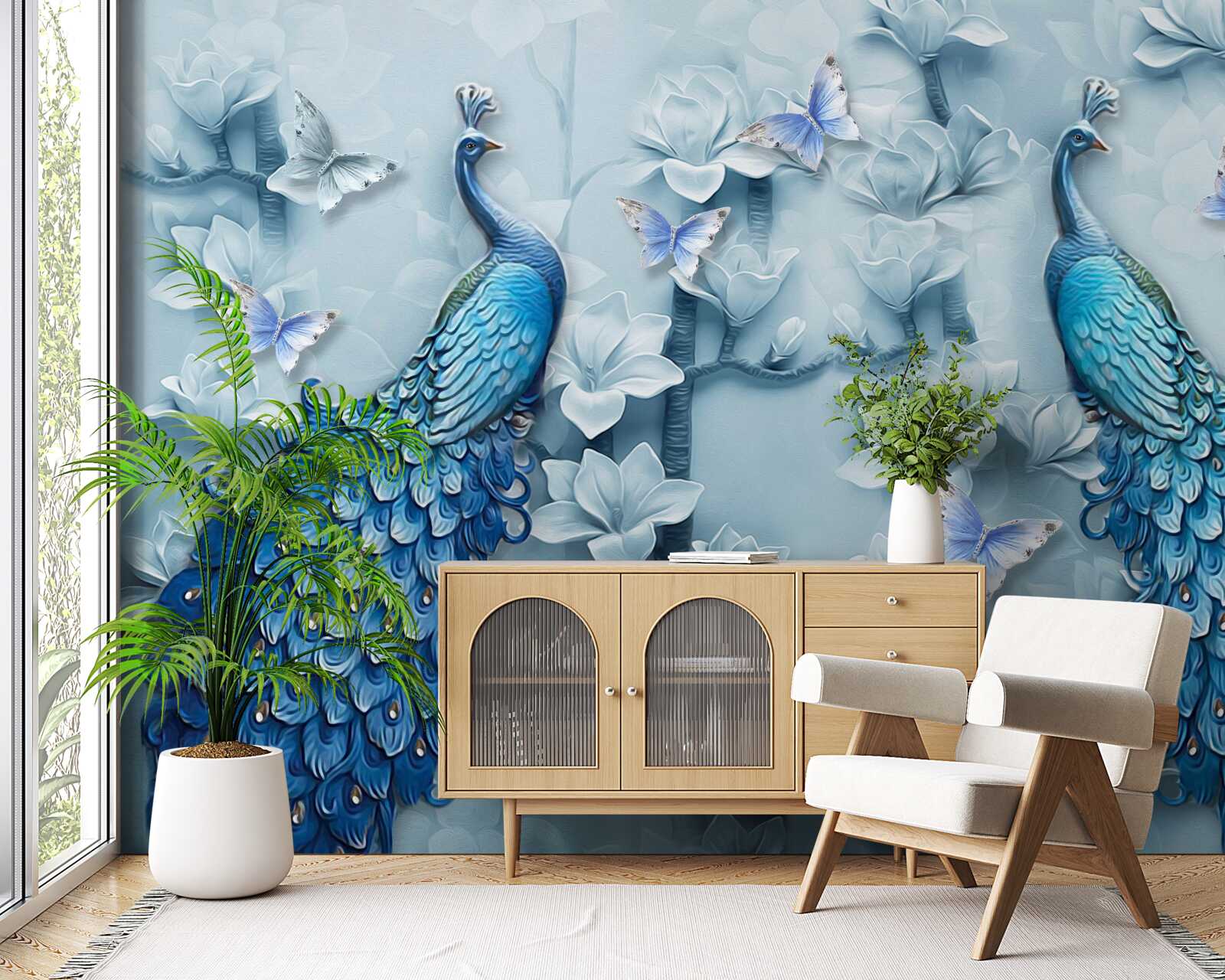 Fototapet o pereche de păuni frumoși