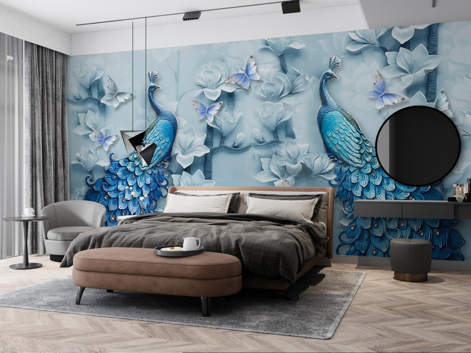 Fototapet o pereche de păuni frumoși