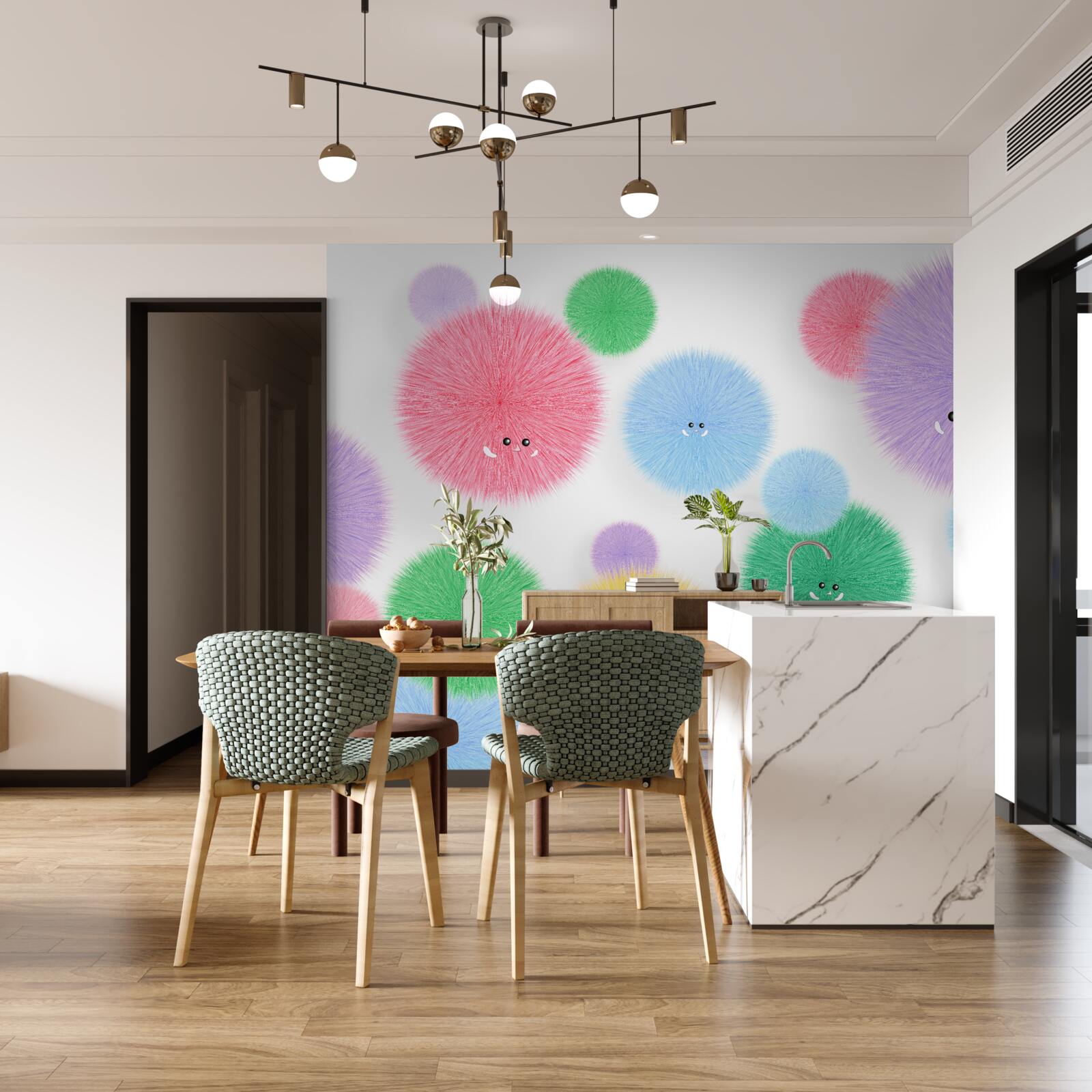 Fototapet bile cu fețe în culori diferite