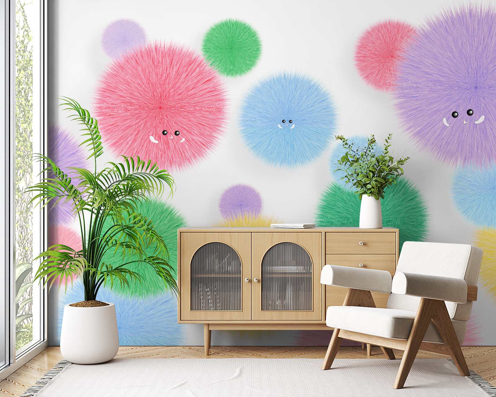 Fototapet bile cu fețe în culori diferite