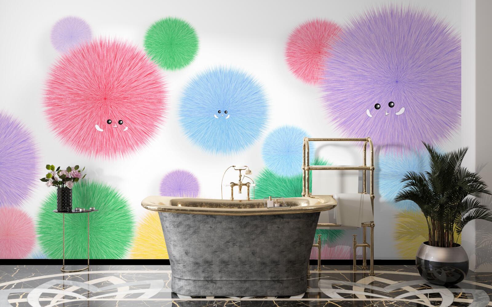 Fototapet bile cu fețe în culori diferite