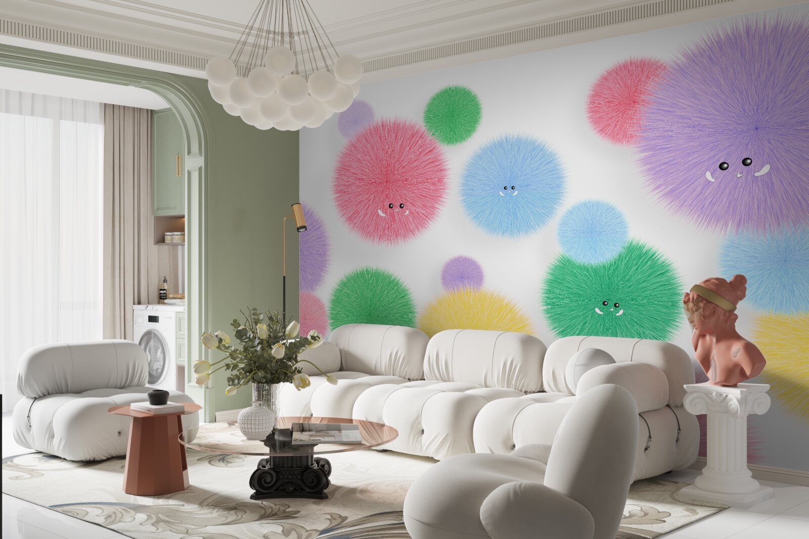 Fototapet bile cu fețe în culori diferite