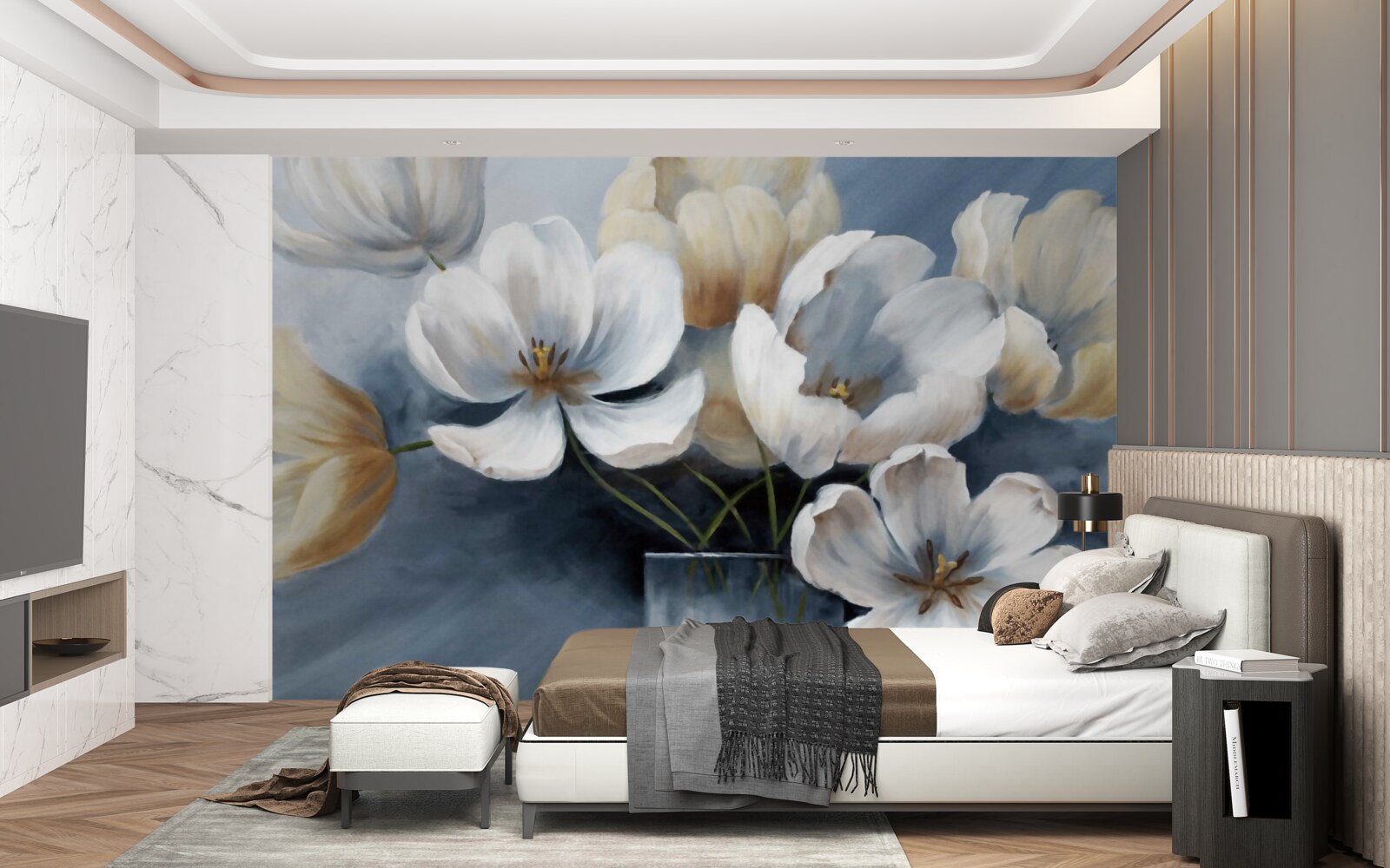 Fototapet pictura cu flori mari luminoase