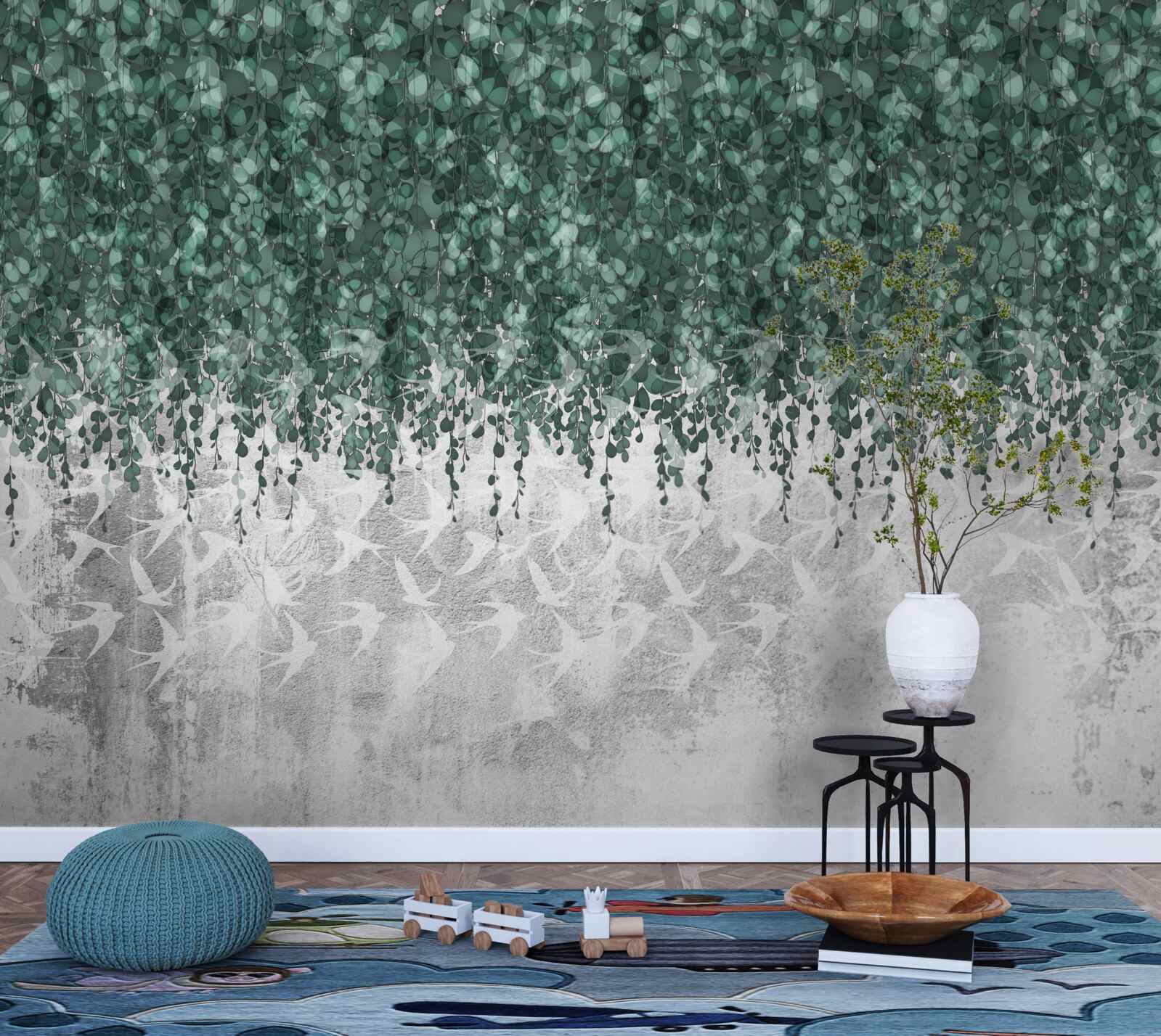 Fototapet ramuri abundente, verzi, căzătoare