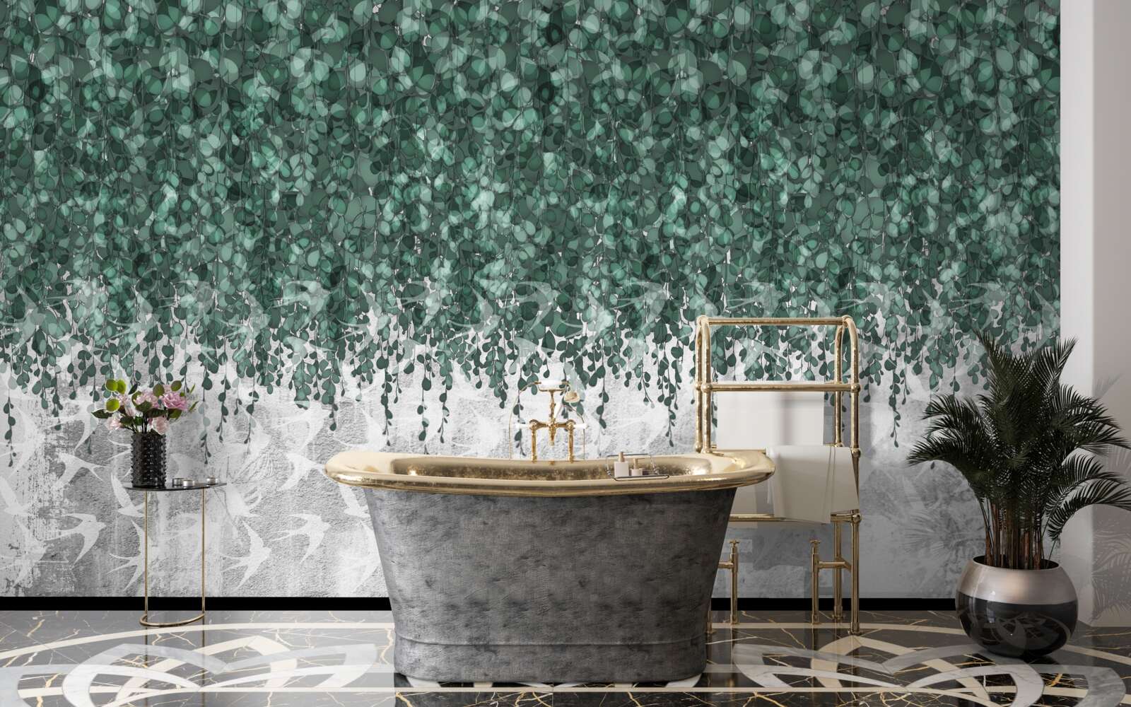 Fototapet ramuri abundente, verzi, căzătoare