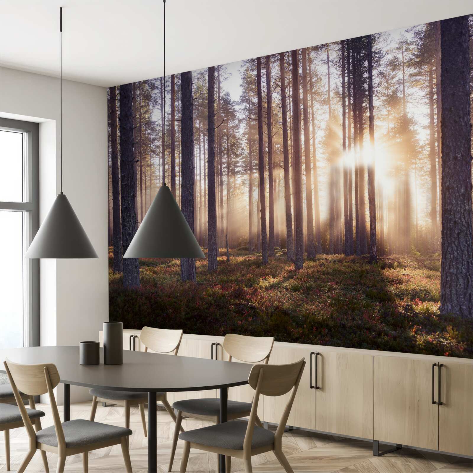 Fototapet dimineața în pădure