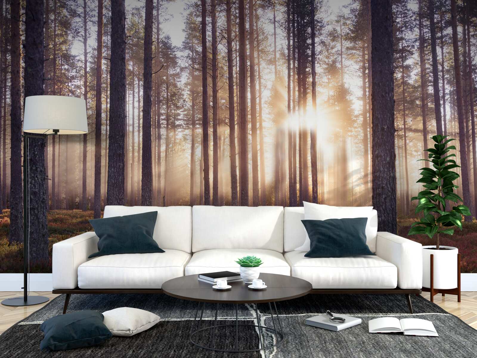 Fototapet dimineața în pădure