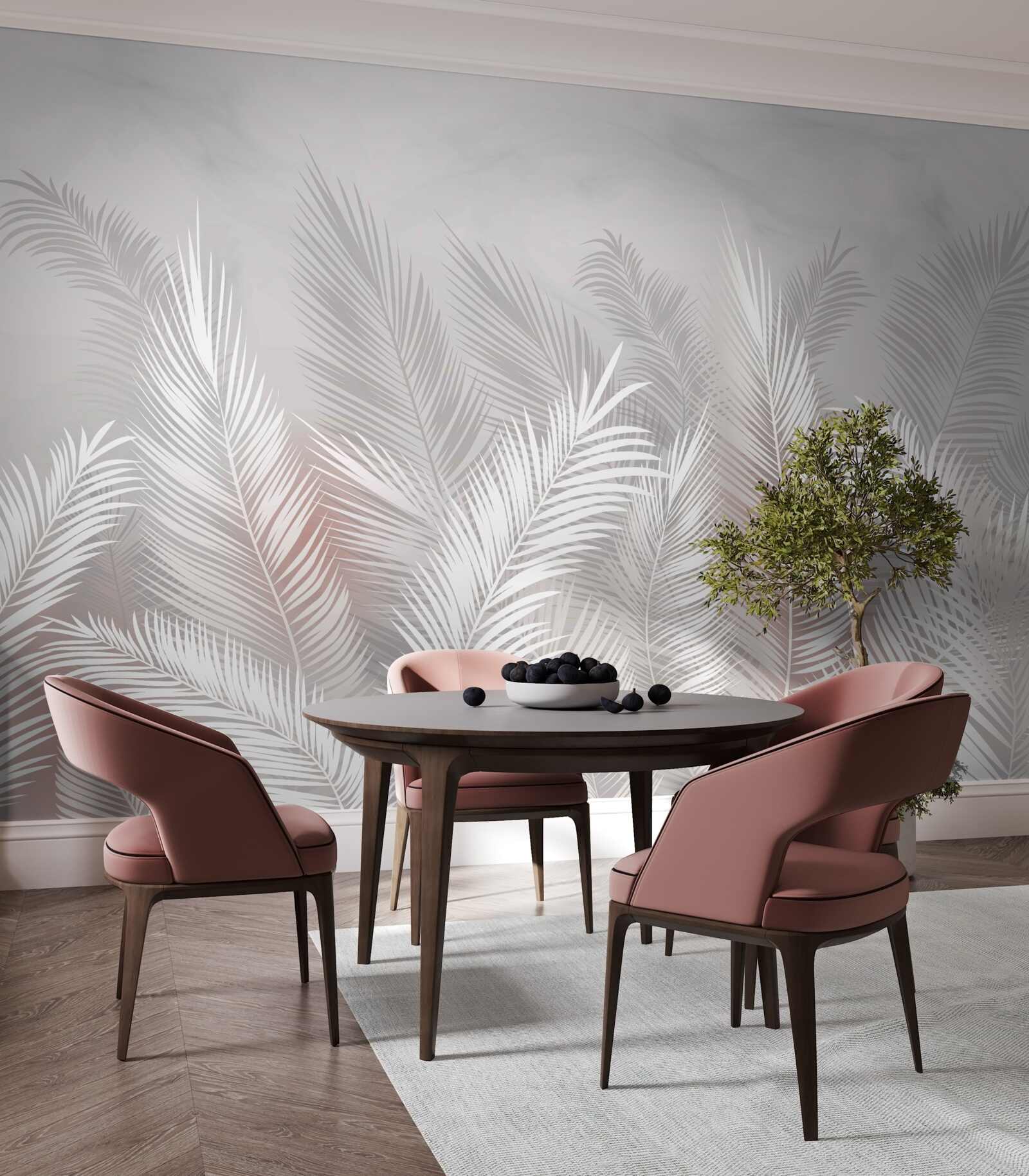 Fototapet frunze de palmier pe o suprafață luminoasă