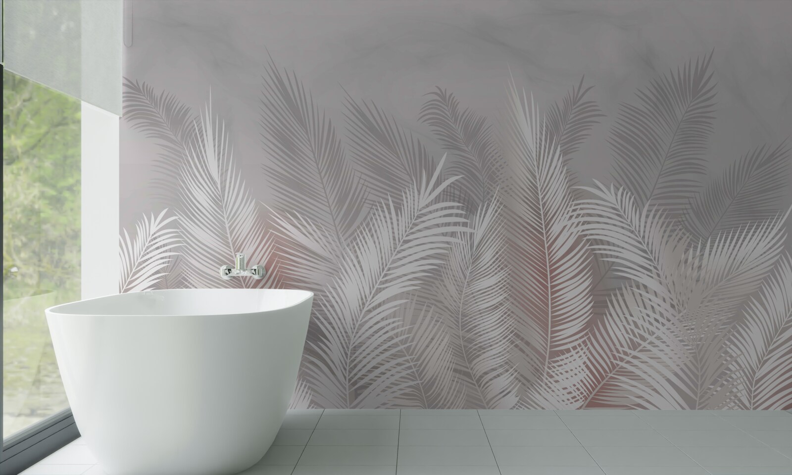 Fototapet frunze de palmier pe o suprafață luminoasă