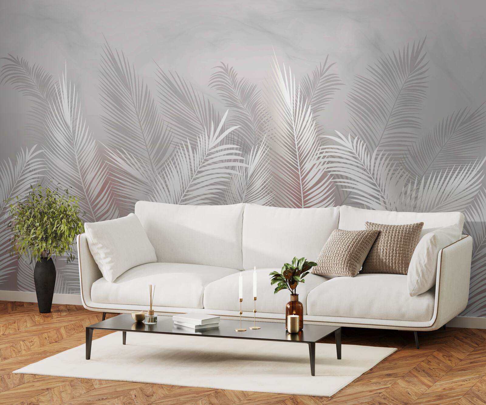 Fototapet frunze de palmier pe o suprafață luminoasă