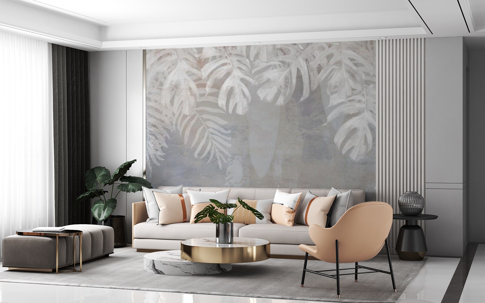 Fototapet frunze albe de palmier