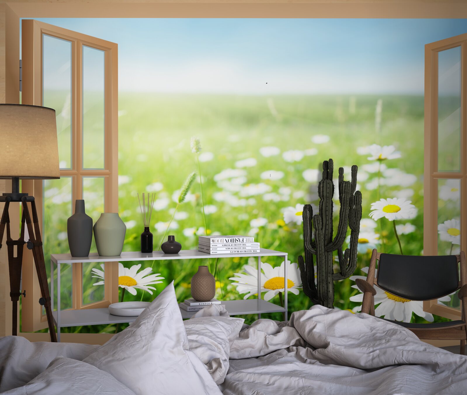 Fototapet panorama unui câmp de mușețel