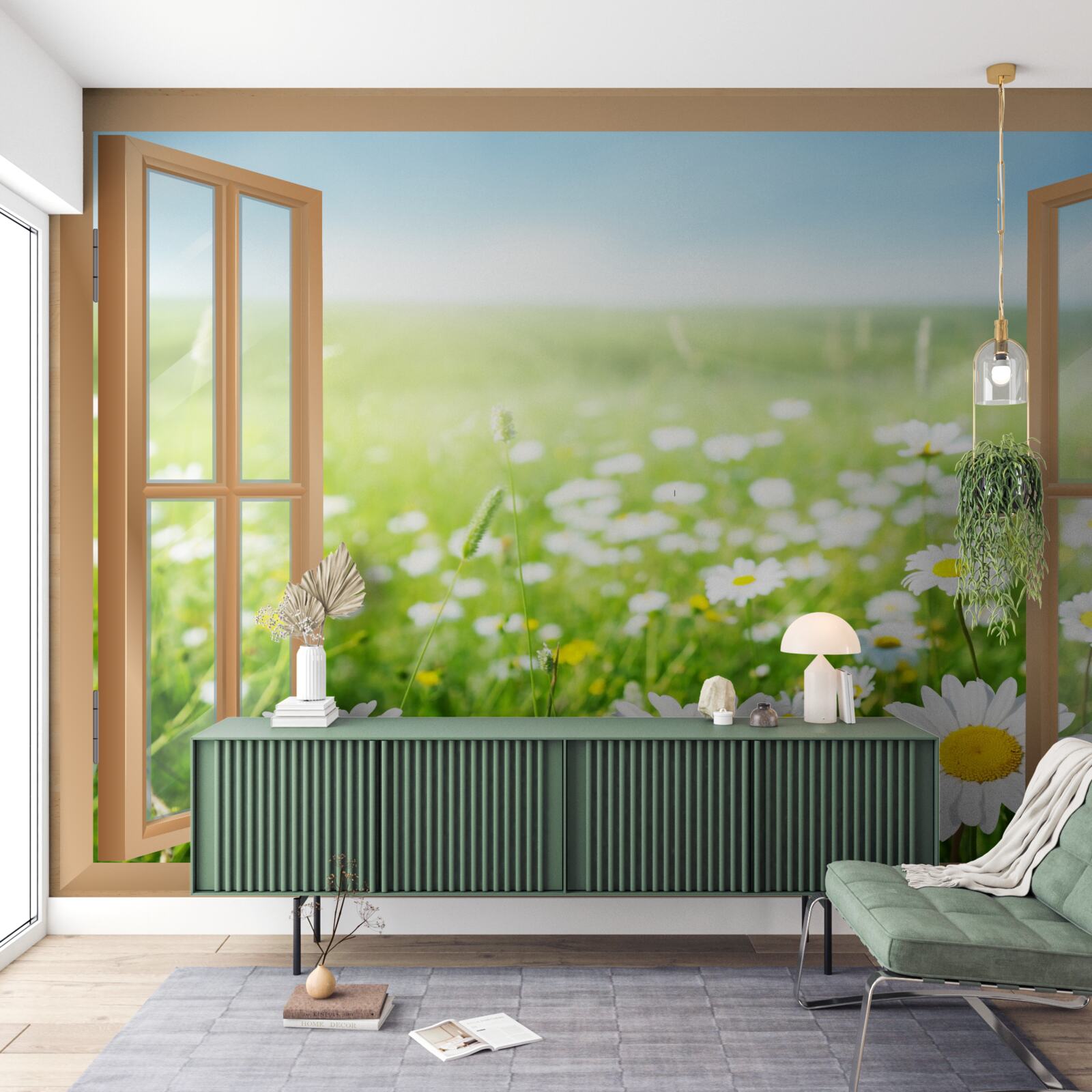 Fototapet panorama unui câmp de mușețel