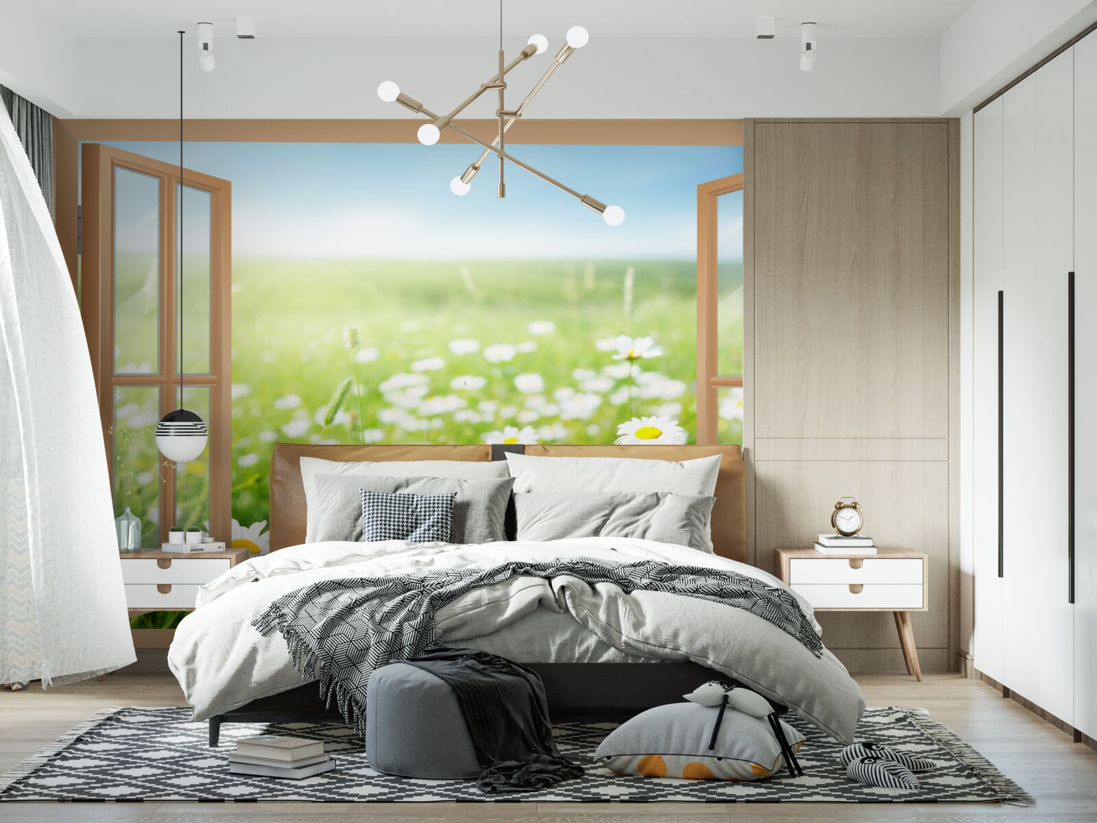 Fototapet panorama unui câmp de mușețel